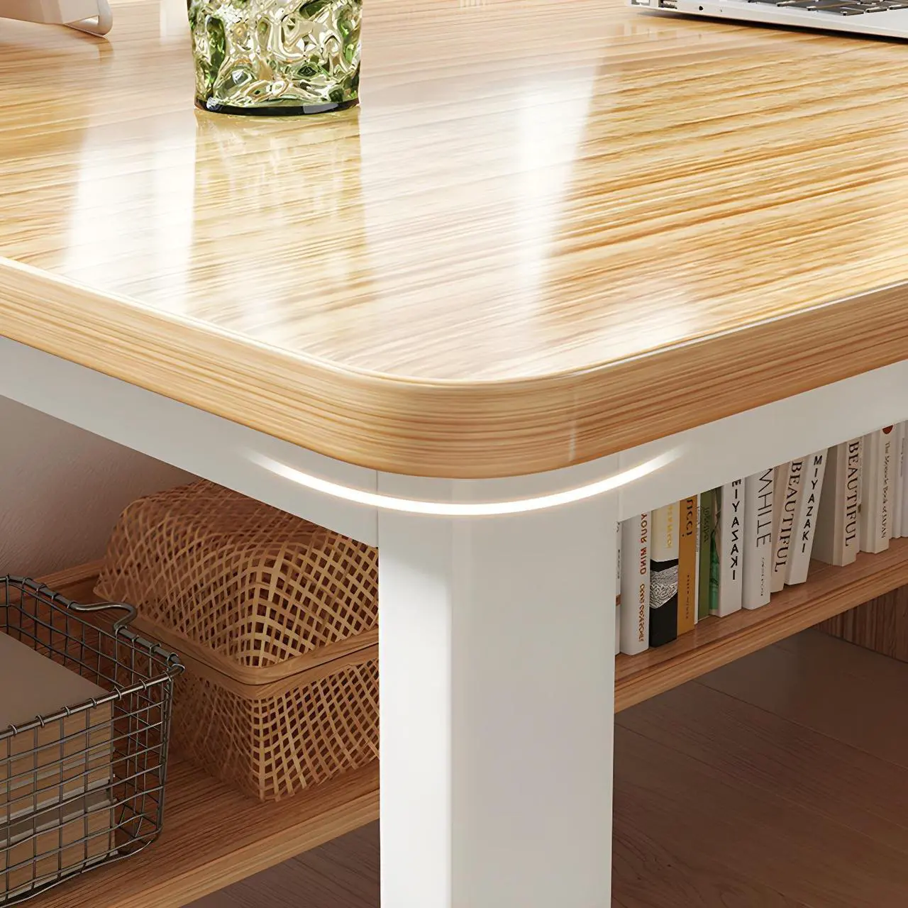 Alt view image 6 of 7 - Baycheer Wood Desk with 3 Drawers and Storage Shelf, Home Office Writing Desk, Modern Executive Desk, Laptop PC Gaming Desk, Computer Workstation for Bedroom, Study Room, Office 47"
