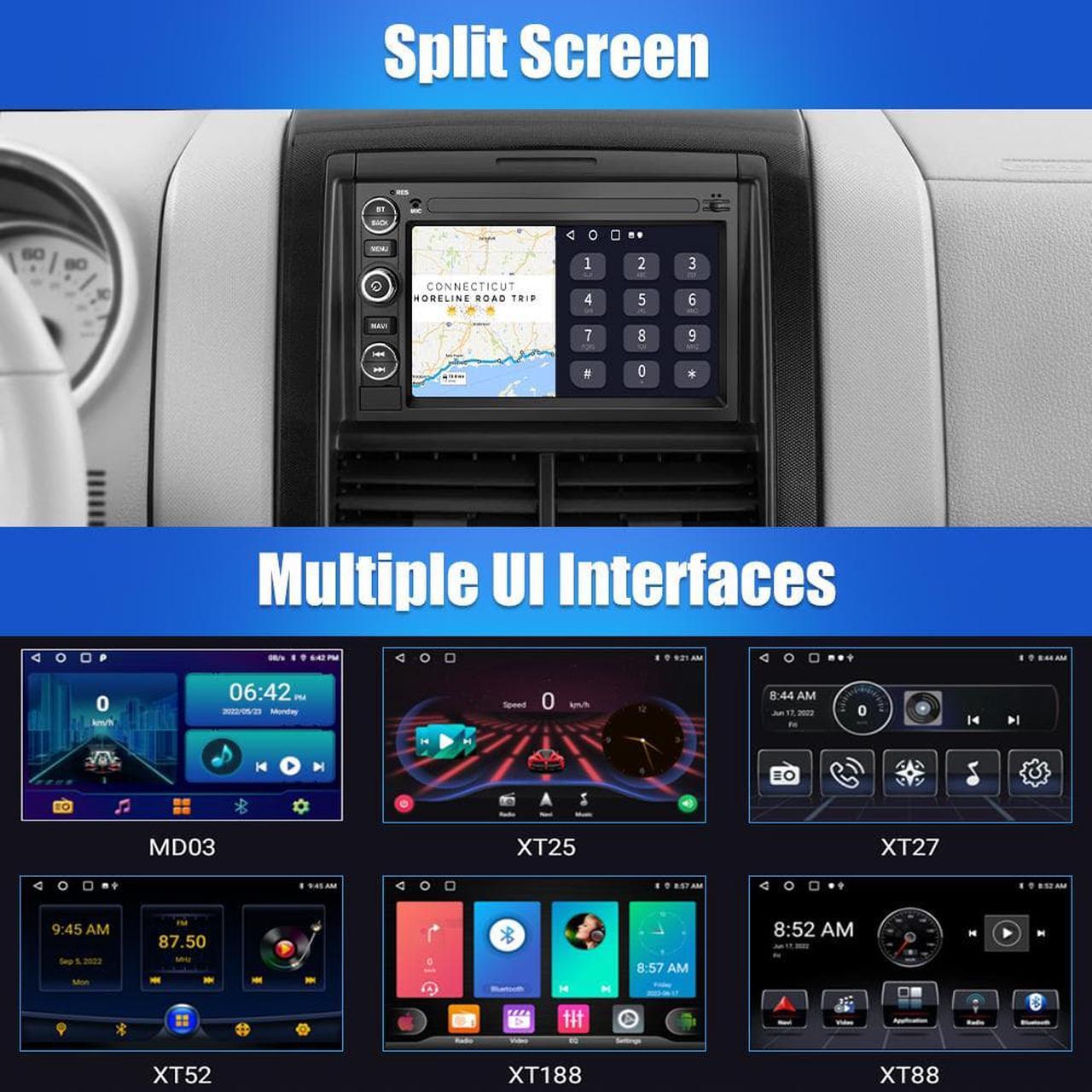 Alt view image 6 of 7 - Car Radio Stereo Android 12 for Ford F150 F250 F350 Fusion Edge Explorer Taurus Freestar 7 inch Touch Screen 2G+32G with Carplay/Android Auto SWC GPS WiFi Bluetooth FM RDS AM DSP