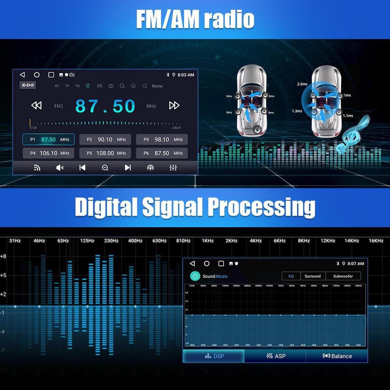 Alt view image 5 of 7 - Car Radio Stereo Android 12 for Ford F150 F250 F350 Fusion Edge Explorer Taurus Freestar 7 inch Touch Screen 2G+32G with Carplay/Android Auto SWC GPS WiFi Bluetooth FM RDS AM DSP
