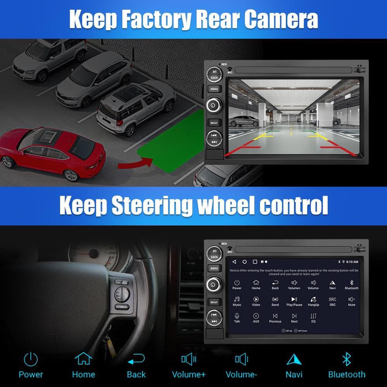 Alt view image 7 of 7 - Car Radio Stereo Android 12 for Ford F150 F250 F350 Fusion Edge Explorer Taurus Freestar 7 inch Touch Screen 2G+32G with Carplay/Android Auto SWC GPS WiFi Bluetooth FM RDS AM DSP