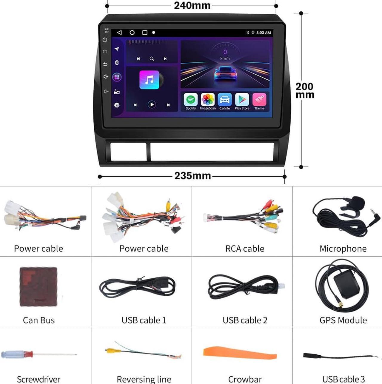 Alt view image 7 of 7 - Android 12 Car Stereo for Toyota Tacoma 2005 2006 2007 2008 2009 2010 2011 2012 2013, 9 inch Touchscreen Radio with Wireless Carplay Android Auto Support Bluetooth WiFi GPS Hi-Fi FM RDS SWC [2+32G]