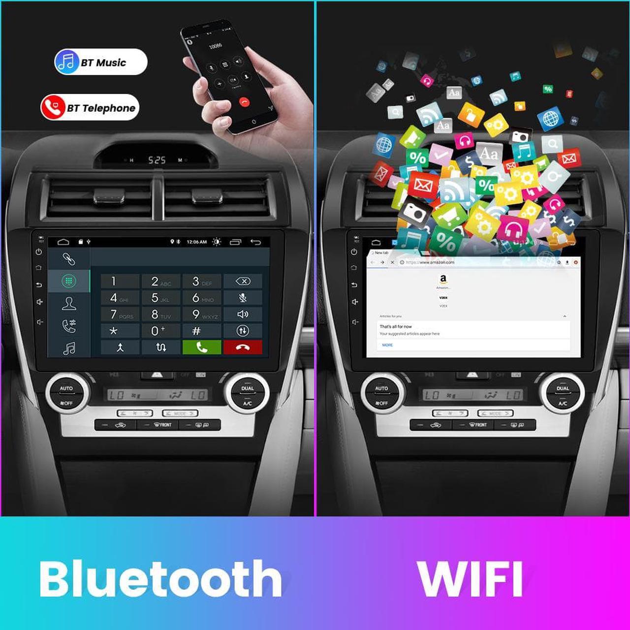 Alt view image 4 of 6 - Car Stereo Android System12.0 for Toyota Camry 2012 2013 2014 2015 Touch Screen Radio Built in Wireless Apple Carplay Andriod Auto Support GPS Navigation SWC Split Screen Mirror Link