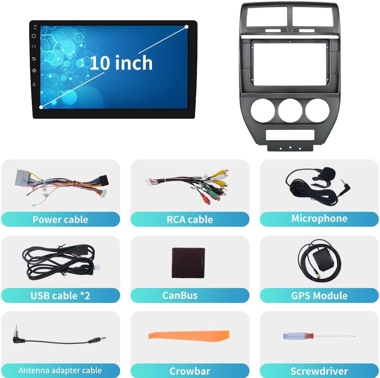 Alt view image 6 of 6 - Android 12 [2GB+32GB] Car Radio Compatible for Jeep Patriot Compass 2007-2009, 10 Inch Touch Screen with GPS/FM/WiFi/USB, Support SWC, Wireless Carplay/Wired Android Auto