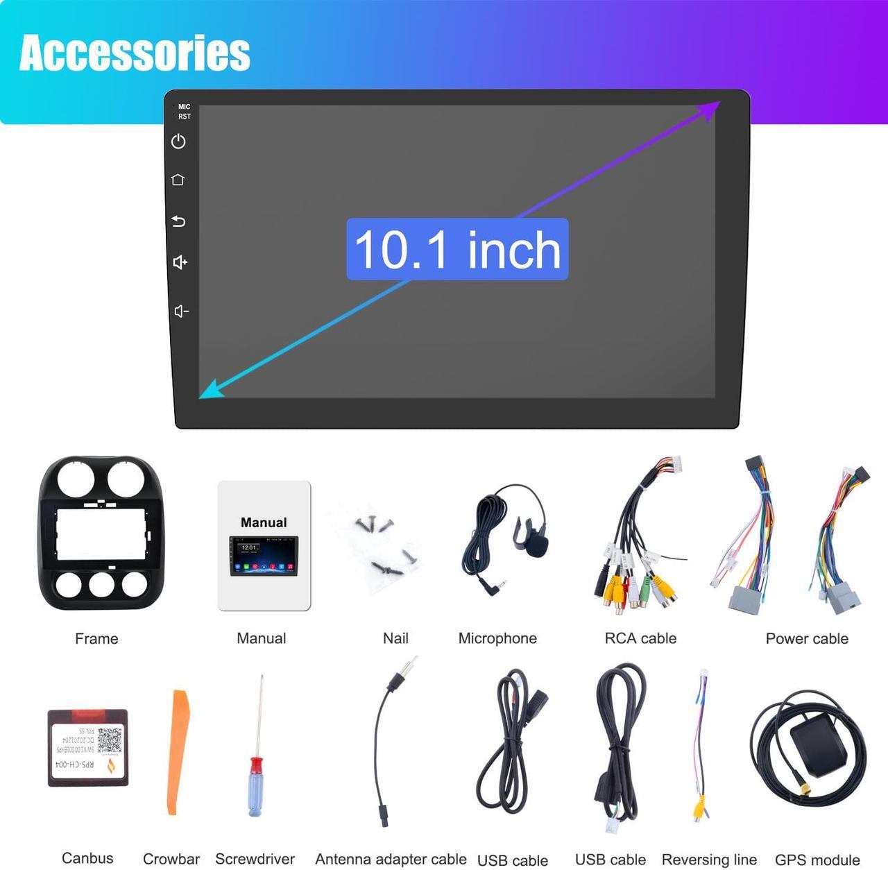 Alt view image 6 of 7 - 10.1 Inch Car Stereo Radio Compatible for Jeep Patriot Compass 2010-2016 with Wireless CarPlay Wired Android Auto, Android 12 Player Radio with Bluetooth, WiFi, SWC, Support GPS