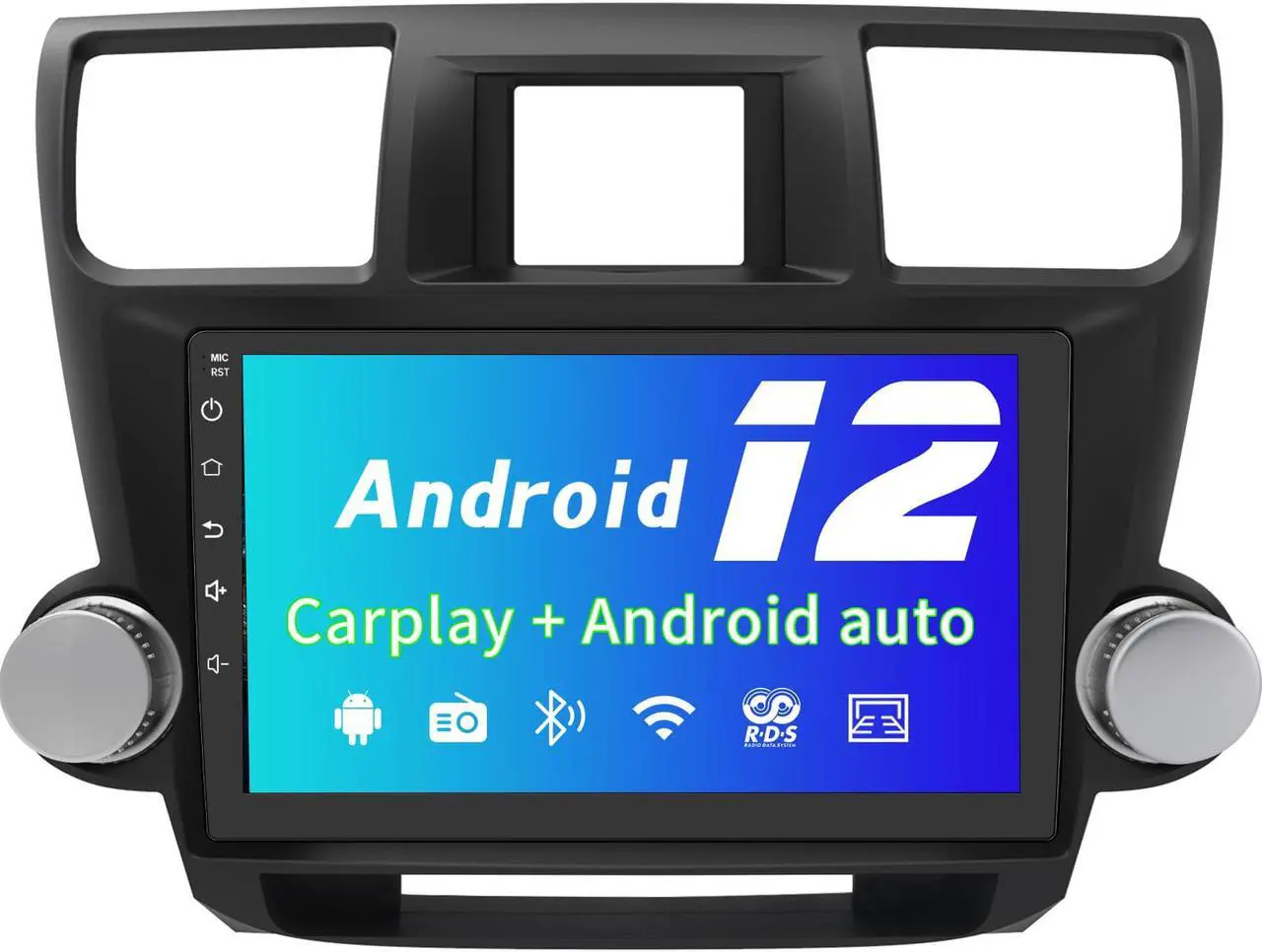 Main image of Android 12 for Stereo Radio Compatible for Toyota Highlander 2009-2013,10 inch Head Unit with Wireless CarPlay Wired Android Auto Bluetooth WiFi