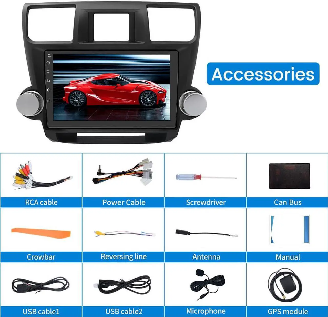Alt view image 7 of 7 - Android 12 for Stereo Radio Compatible for Toyota Highlander 2009-2013,10 inch Head Unit with Wireless CarPlay Wired Android Auto Bluetooth WiFi