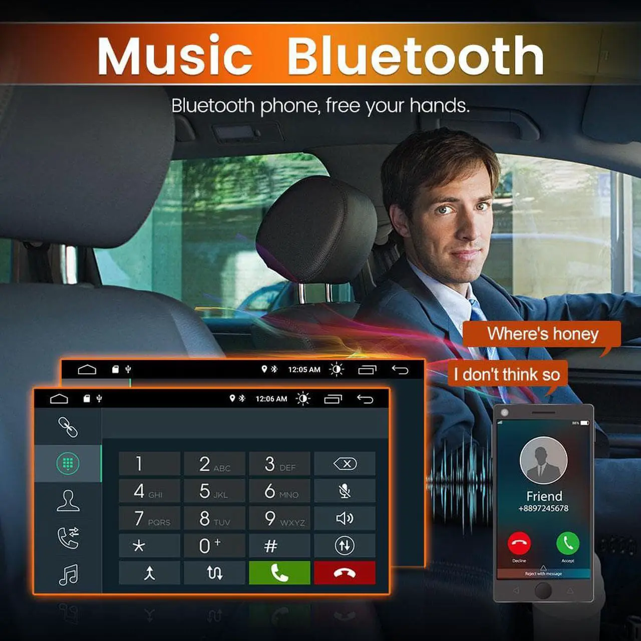 Alt view image 5 of 7 - Android 12 Car Stereo Radio Compatible for Hyundai Elantra 2011-2013, 9 inch GPS Navigation Built-in DSP Bluetooth WiFi SWC MirrorLink Wireless CarPlay Wired Android Auto