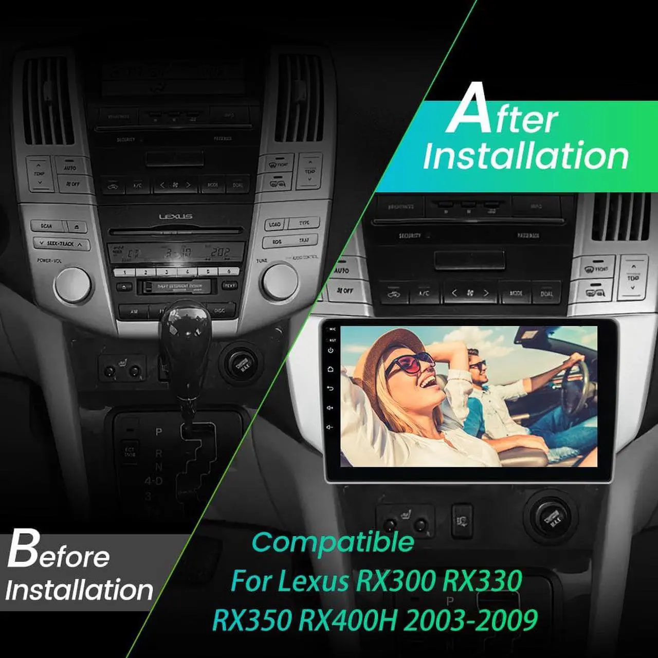 Alt view image 2 of 7 - Android 12.0  [2GB+32GB] Car Radio Compatible for Lexus RX300 RX330 RX350 RX400H 2003-2009, 9 Inch Touch Screen with GPS/FM/WiFi/USB, Support SWC/Wired Carplay Android Auto