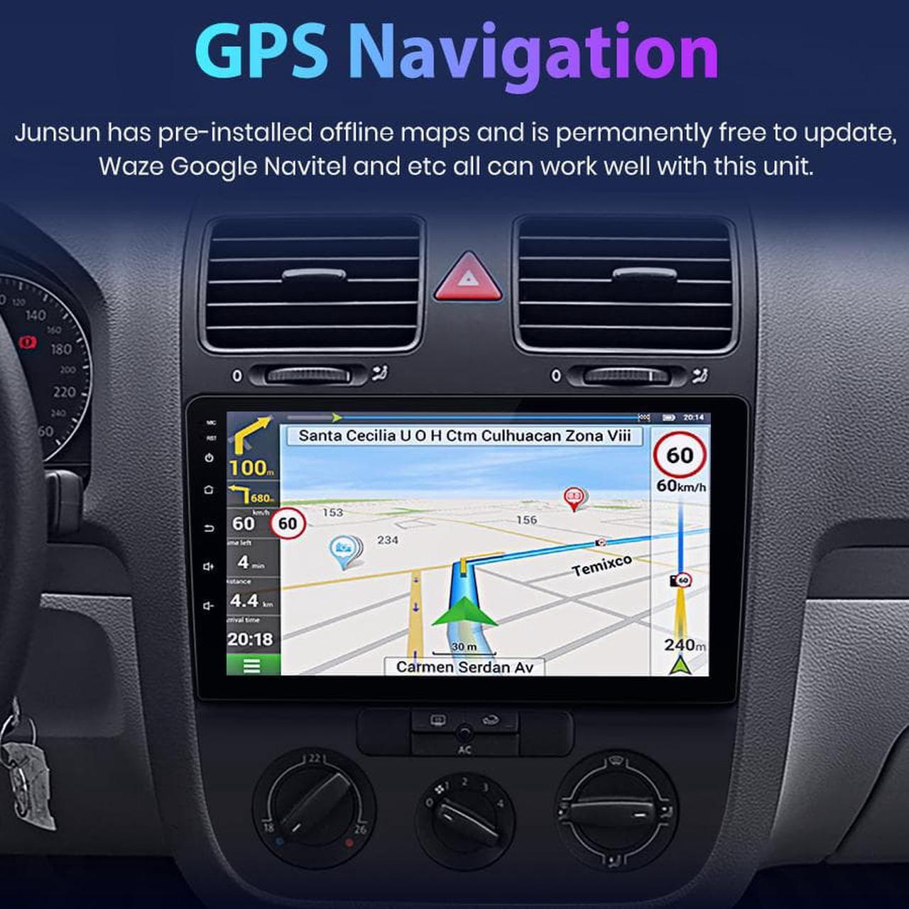Alt view image 5 of 6 - Android 12.0 [2GB+32GB] Car Radio Compatible For Jetta 5 2005-2010, 10 Inch Touch Screen with GPS/FM/WiFi/USB, Support SWC, Wireless Carplay/Wired Android Auto