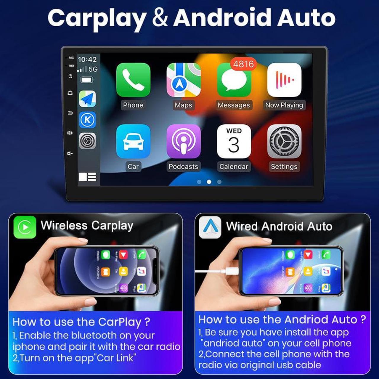Alt view image 4 of 6 - Android 12.0 [2GB+32GB] Car Radio Compatible For Jetta 5 2005-2010, 10 Inch Touch Screen with GPS/FM/WiFi/USB, Support SWC, Wireless Carplay/Wired Android Auto