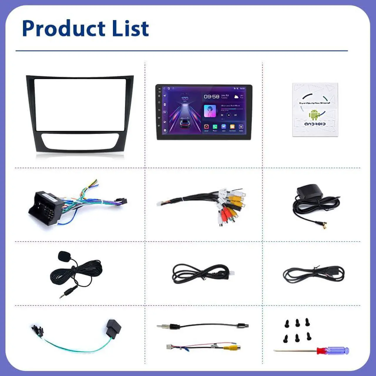 Alt view image 6 of 6 - Android 12.0 [2GB+32GB] Car Radio Compatible For Mercedes Benz E-W211 E320 E500 E350, 9 Inch Touch Screen with GPS/FM/WiFi/USB, Support SWC, Wireless Carplay/Wired Android Auto