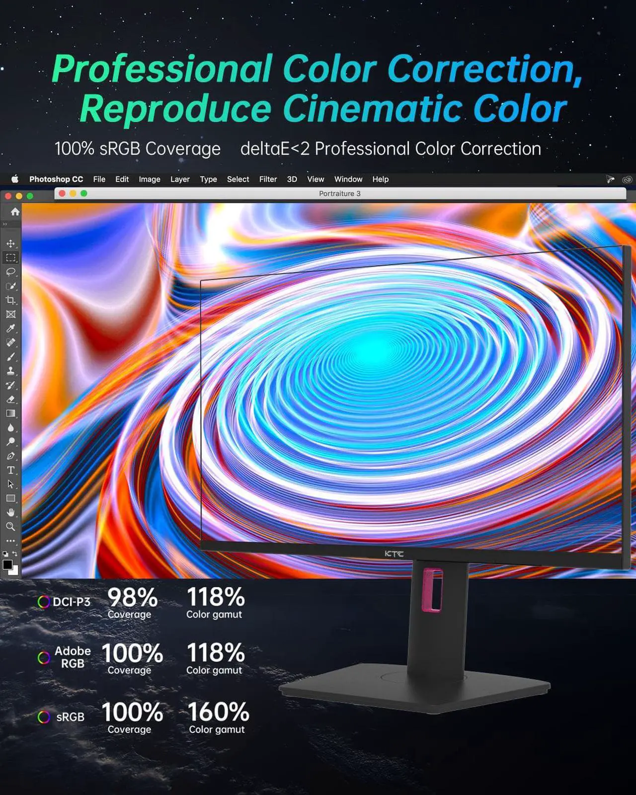 Alt view image 6 of 6 - KTC 27 Inch 4K Gaming Monitor, Mini LED Monitor, Fast IPS, HDR1000, Built-in Speakers, HDMI2.1, DP1.4, Type-C 90W, KVM, 160Hz/144Hz Computer Monitor, Vese Wall Mount, Vertical PC Monitor, M27P20P