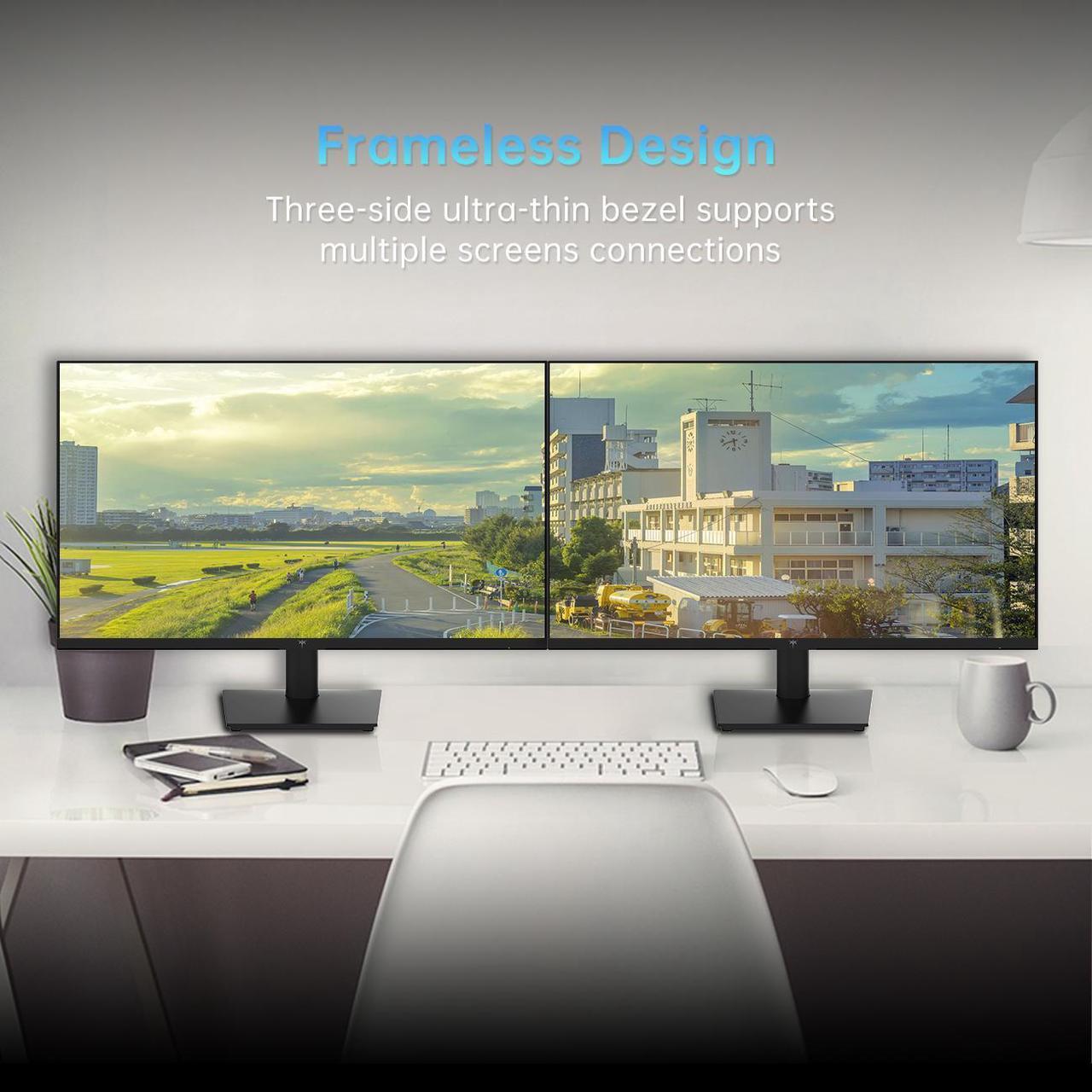 Alt view image 6 of 6 - KTC 24 Inch 1080P Full HD Computer Monitor, 100Hz Gaming Office Monitor with HDR10, Freesync, HDMI & VGA Ports, VESA Wall Mountable,Tilt Adjustable,Eye Care,Frameless Ergonomic Design, H24V27