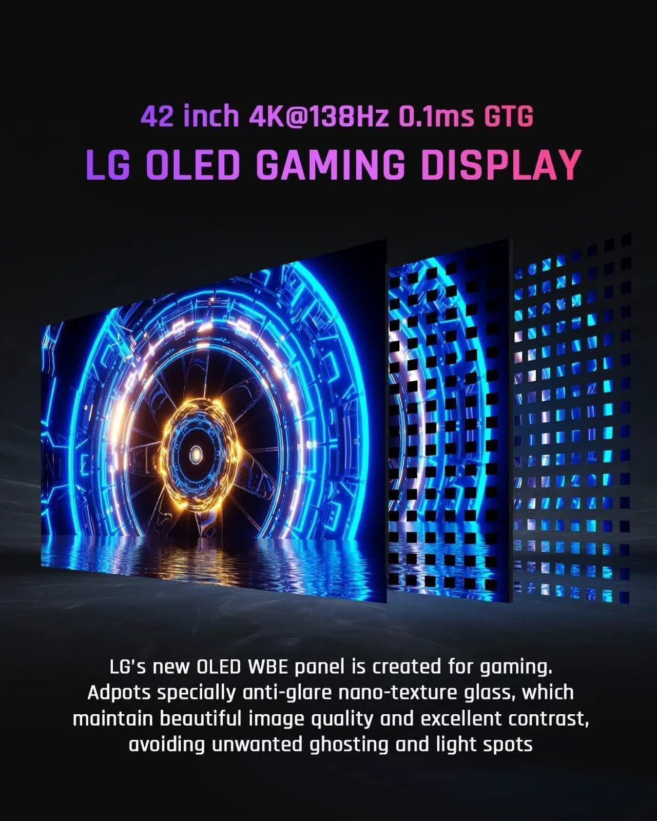 Alt view image 3 of 7 - KTC 42 Inch 4K OLED Gaming Monitor, 3840x2160 UHD White Monitor, 138Hz, 0.1ms(GTG), DP1.4, HDMI2.1, USB3.0, 90W USB Type-C Reverse Charging, 2 * 8W Built-in Speakers, HDR, VESA, G42P5
