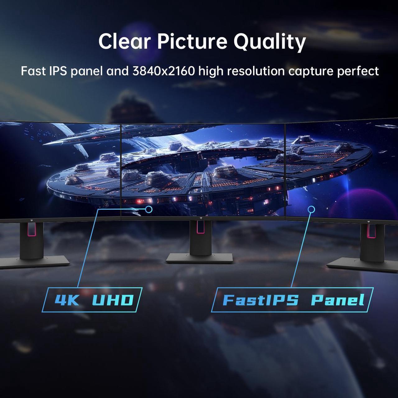 Alt view image 6 of 5 - KTC 27 4K Gaming Monitor (H27P22S) - UHD (3840 x2160), Fast IPS, 160Hz (Above 144Hz), 1ms, Height Adjustable Stand, Variable Overdrive, DisplayPort, HDMI, DisplayHDR 400, 97.5% DCI-P3