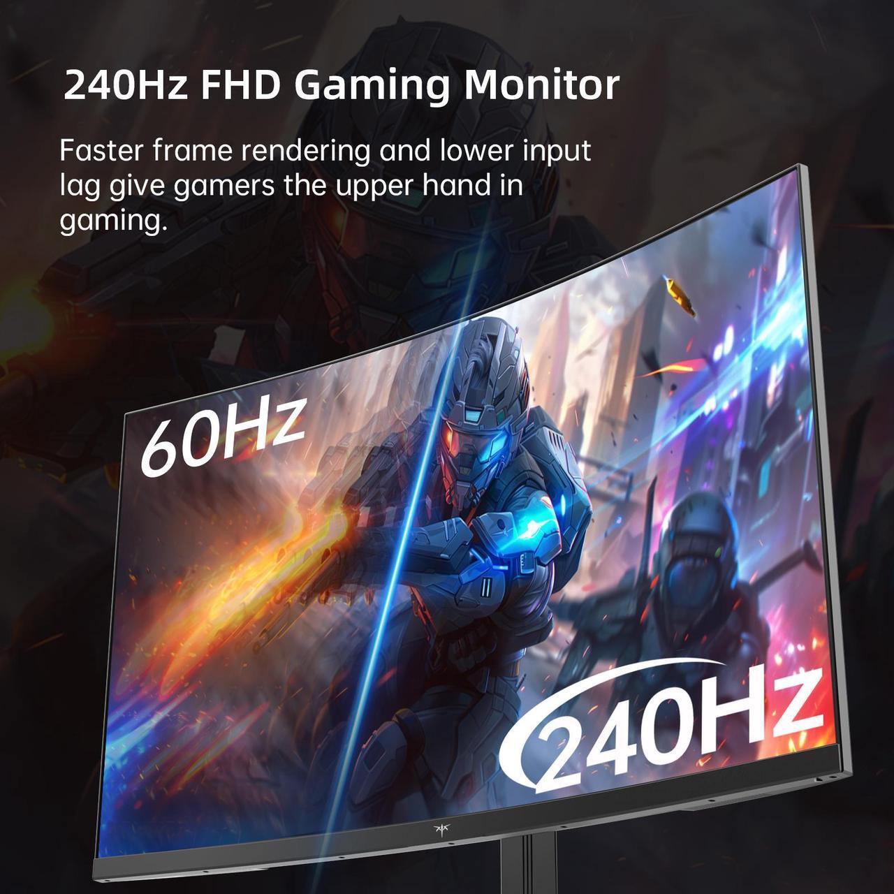 Alt view image 2 of 6 - KTC 32 Inch Curved 240Hz Gaming Monitor, FHD 1080P HVA 1500R Monitor, HDR, FreeSync/G-Sync, 3500:1 Contrast, HDMI/DP/USB Port, VESA Wall Mount, Tilt Adjustment, H32S17F