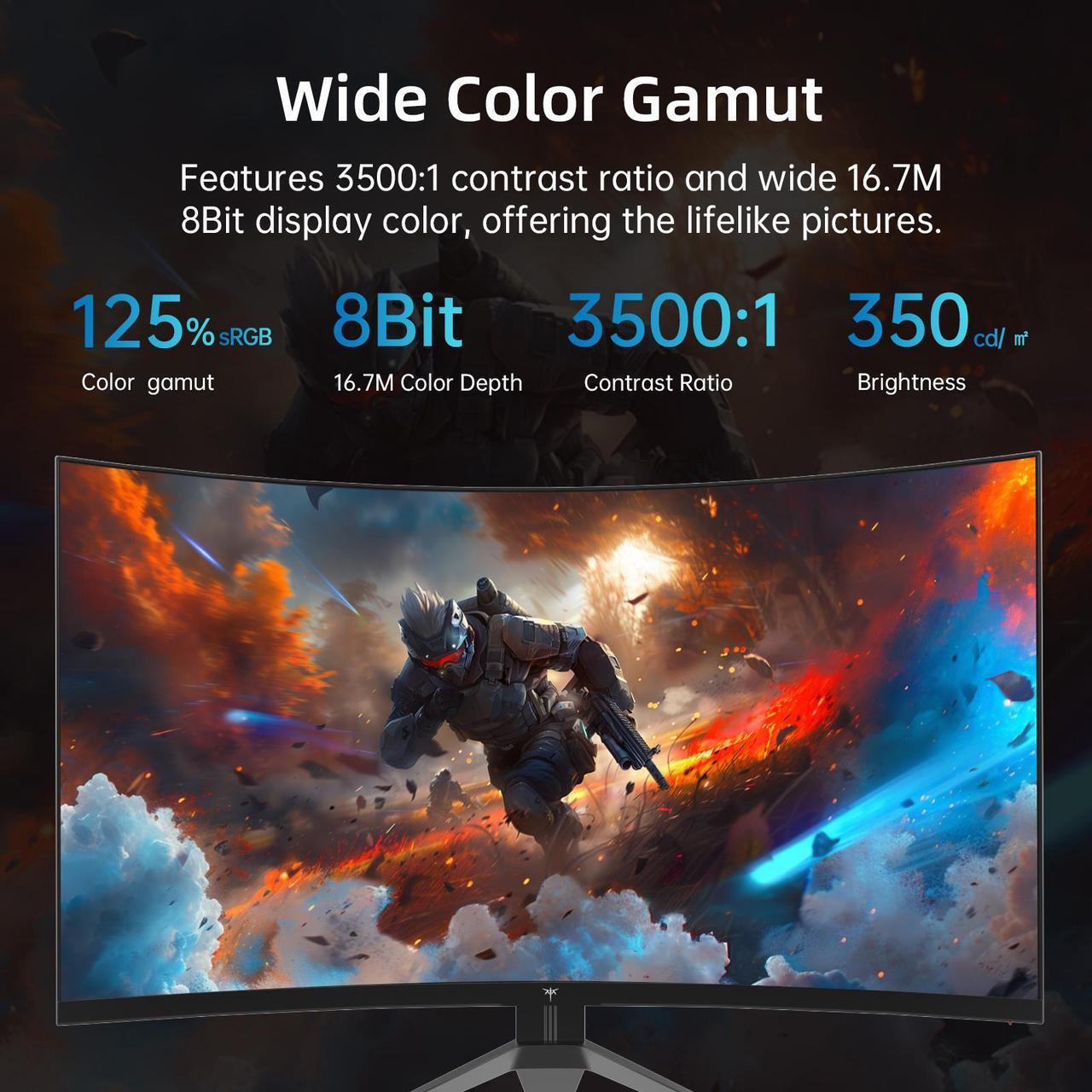 Alt view image 4 of 6 - KTC 32 Inch Curved 240Hz Gaming Monitor, FHD 1080P HVA 1500R Monitor, HDR, FreeSync/G-Sync, 3500:1 Contrast, HDMI/DP/USB Port, VESA Wall Mount, Tilt Adjustment, H32S17F