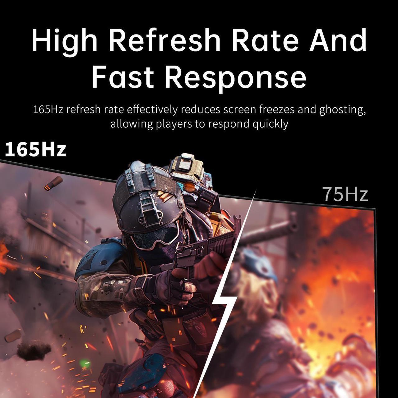 Alt view image 2 of 6 - KTC 24 Inch Curved Gaming Monitor, 165Hz FHD 1080P Frameless Computer Monitor, Freesync/G-Sync Support, 99% sRGB, 3000:1 Contrast, HDMI, DisplayPort, Wall Mountable/Tilt Adjustable, H24S17