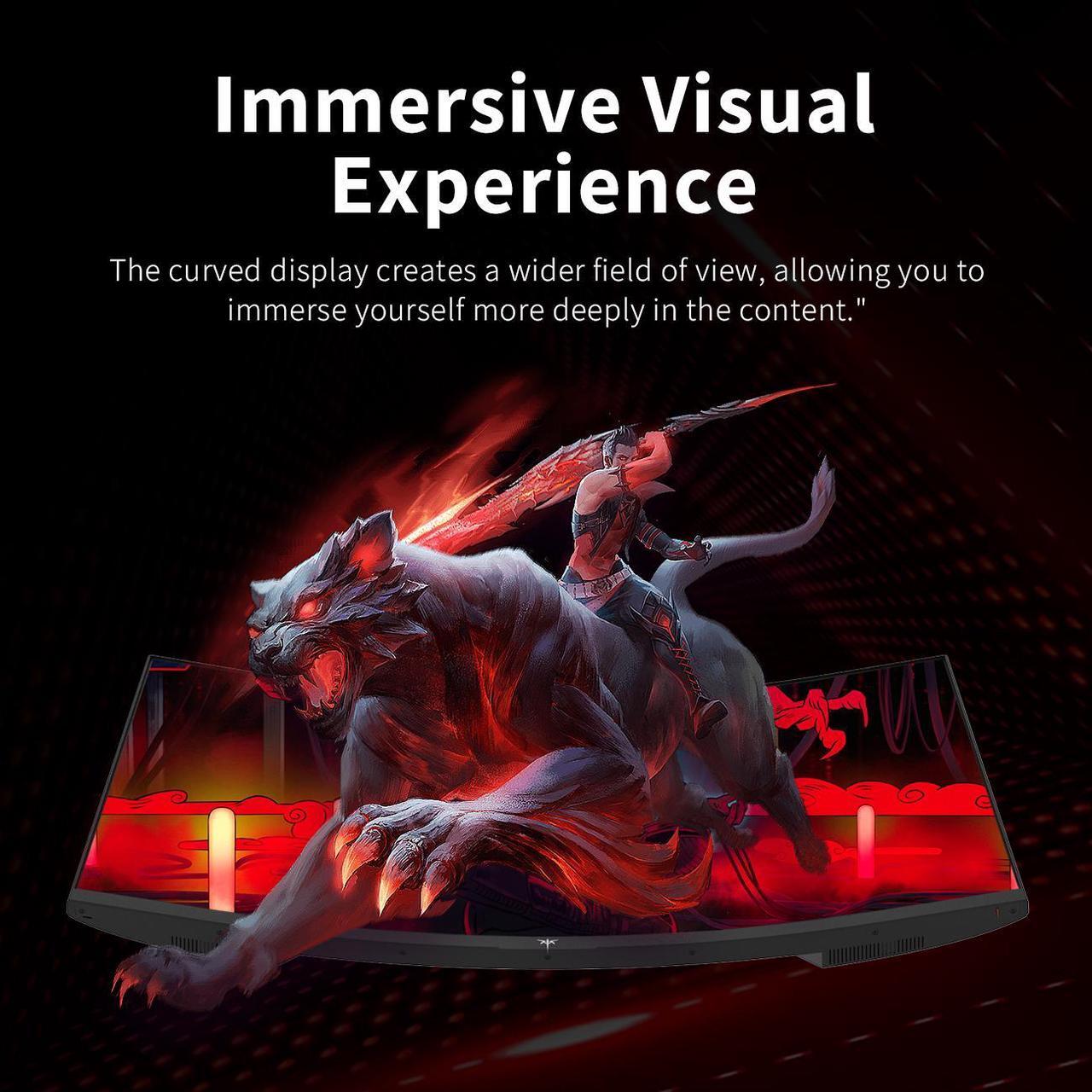 Alt view image 5 of 6 - KTC 24 Inch Curved Gaming Monitor, 165Hz FHD 1080P Frameless Computer Monitor, Freesync/G-Sync Support, 99% sRGB, 3000:1 Contrast, HDMI, DisplayPort, Wall Mountable/Tilt Adjustable, H24S17