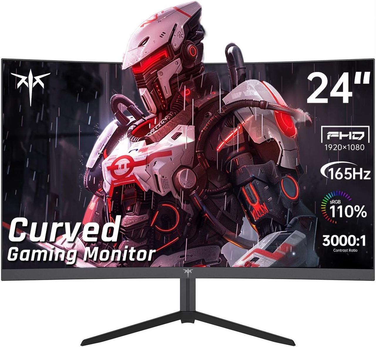 Main image of KTC 24 Inch Curved Gaming Monitor, 165Hz FHD 1080P Frameless Computer Monitor, Freesync/G-Sync Support, 99% sRGB, 3000:1 Contrast, HDMI, DisplayPort, Wall Mountable/Tilt Adjustable, H24S17