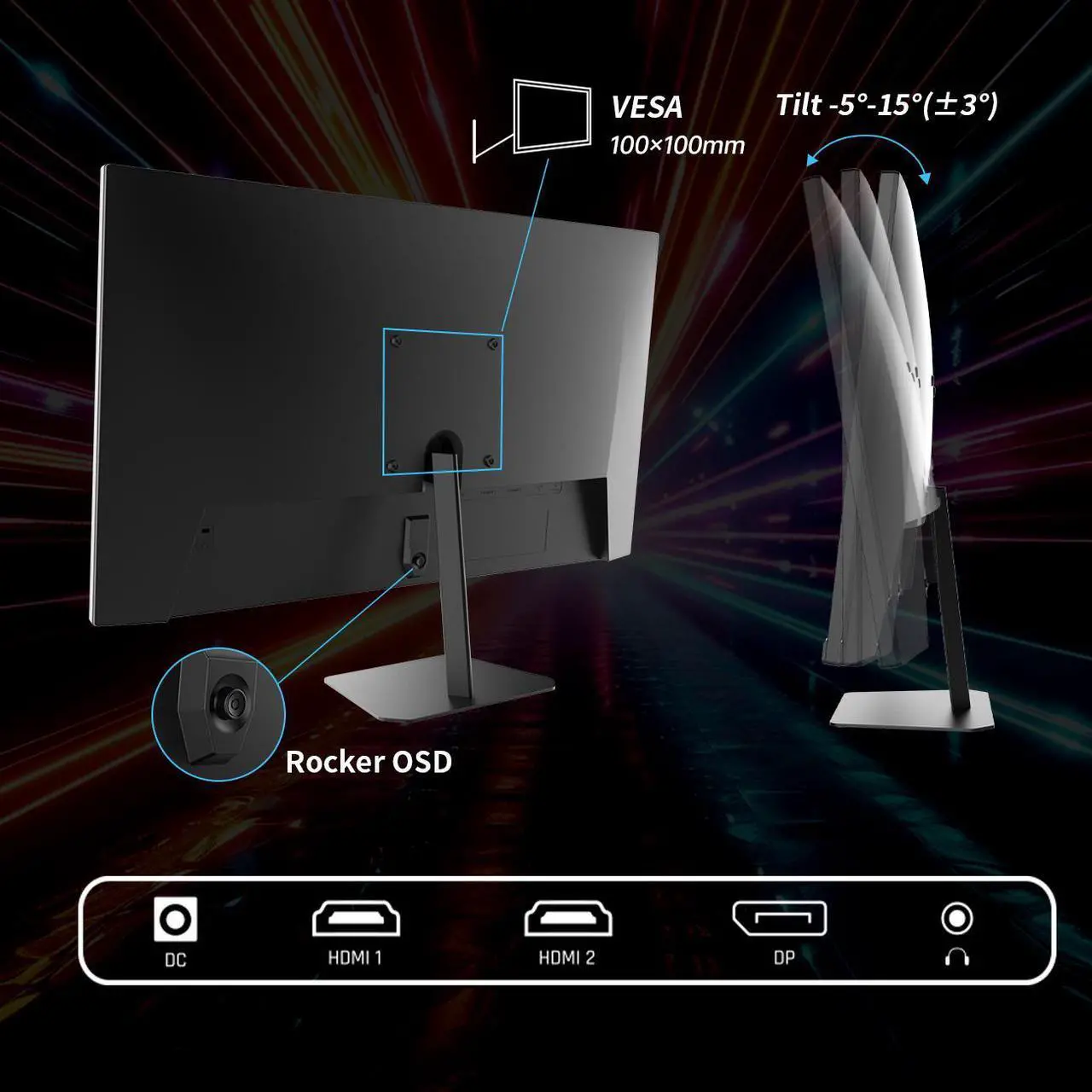 Alt view image 7 of 6 - KTC 25 Inch FHD 180Hz Gaming Monitor, 1080P Fast IPS Frameless Computer Monitor with Adaptive Sync, Eye Care PC Gamer Monitor,HDMIx2, DisplayPort, VESA Mountable, Tilt Adjustable, H25T7
