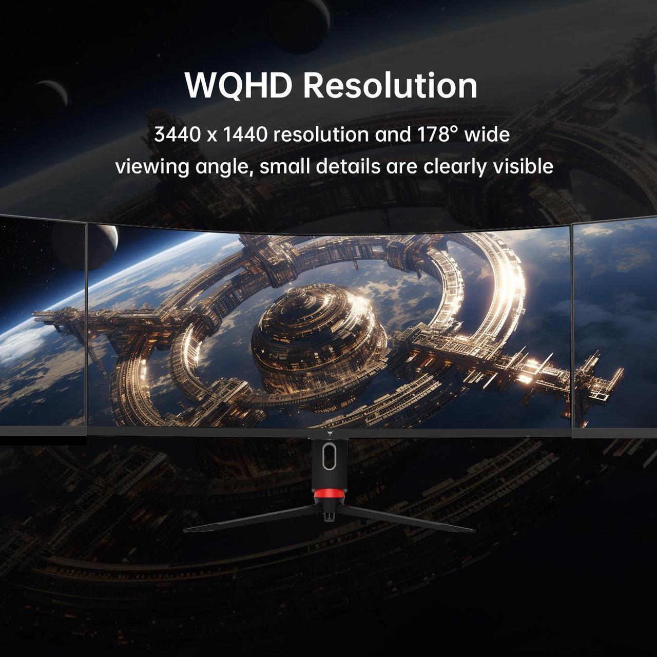 Alt view image 6 of 6 - KTC 34 Inch 165Hz Ultrawide 3440X1440 Monitor, WQHD Curved Gaming Monitor, 1500R PC Monitor, HDR, FreeSync & G-Sync, HDMI, DisplayPort, VESA, Tilt Swivel Height Pivot Adjustment