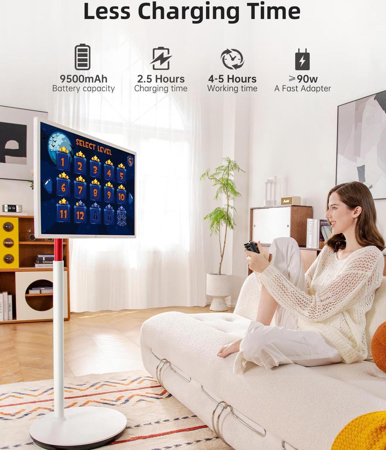 Alt view image 7 of 7 - KTC MegPad 32" 4K Touch Screen Portable Monitor|Google EDLA-Certified Android 13|8G RAM+128G Storage Octa-core CPU|Dual 6W Speakers|Built-in 9500mAh Battery|WiFi 6 Remote Mouse Control for All Apps