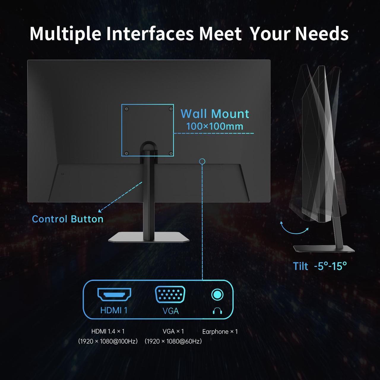 Alt view image 5 of 5 - KTC 24.5 Inch 100Hz IPS Computer Monitor - FHD(1920 x 1080P), Anti-Blue Light Screen, 126% sRGB, 16.7M, Support FreeSync and GSync, PC Monitor for Casual Gaming and Working