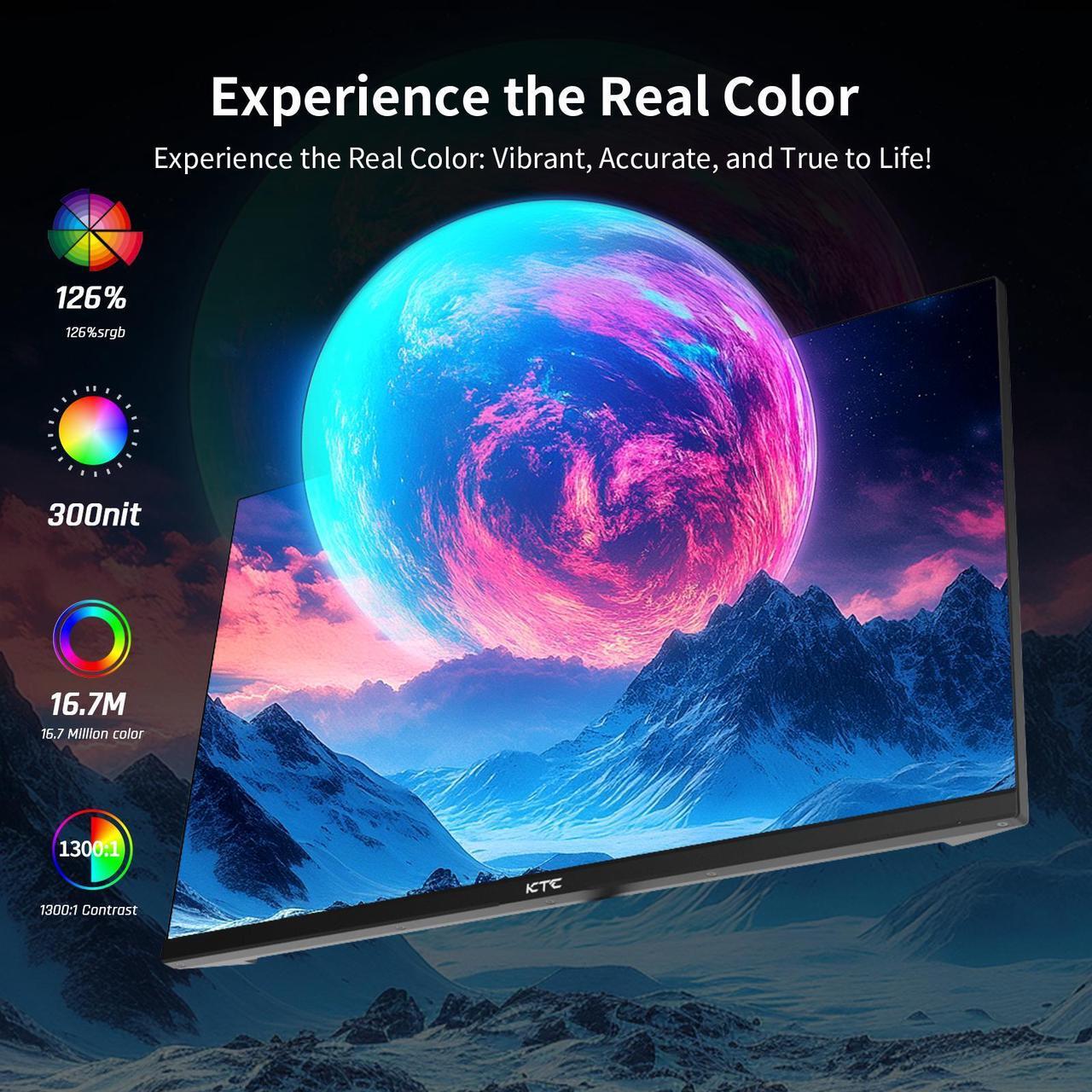 Alt view image 4 of 5 - KTC 24.5 Inch 100Hz IPS Computer Monitor - FHD(1920 x 1080P), Anti-Blue Light Screen, 126% sRGB, 16.7M, Support FreeSync and GSync, PC Monitor for Casual Gaming and Working