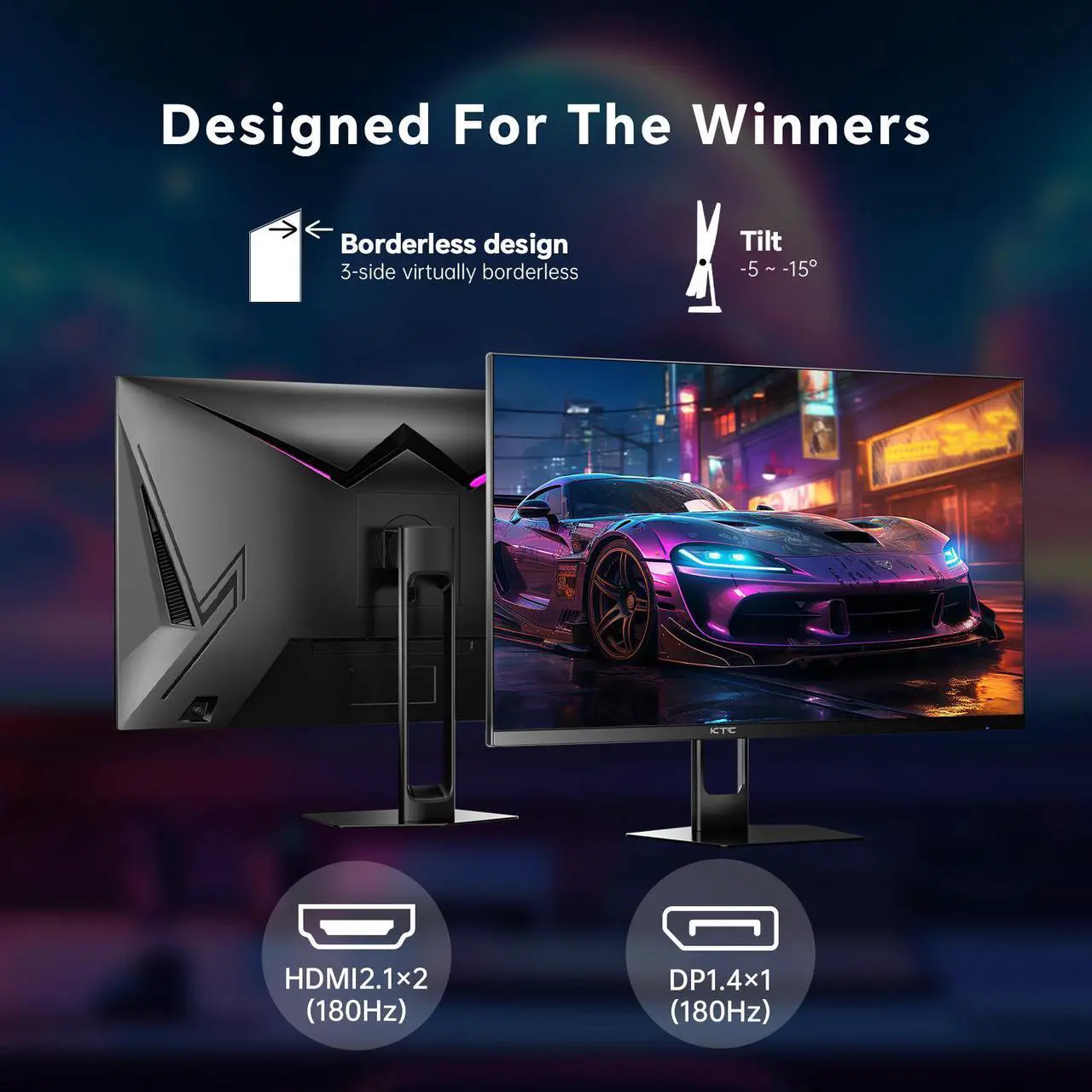 Alt view image 5 of 6 - KTC Gaming Monitor 27 inch 180hz 1ms | Fast IPS Screen 1080p Monitor|2 x HDMI 2.1 &1 x Display Port 1.4 | Support Freesync and Wall Mount | 108% sRGB with HDR 10