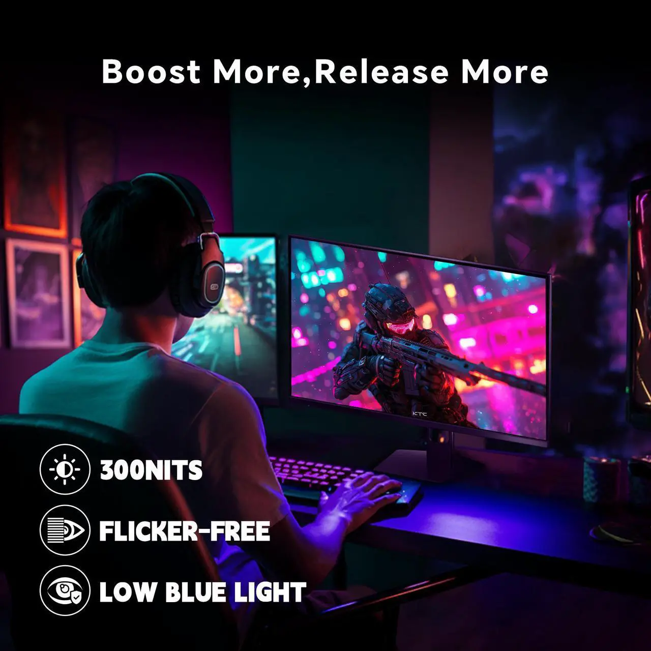 Alt view image 6 of 6 - KTC Gaming Monitor 27 inch 180hz 1ms | Fast IPS Screen 1080p Monitor|2 x HDMI 2.1 &1 x Display Port 1.4 | Support Freesync and Wall Mount | 108% sRGB with HDR 10