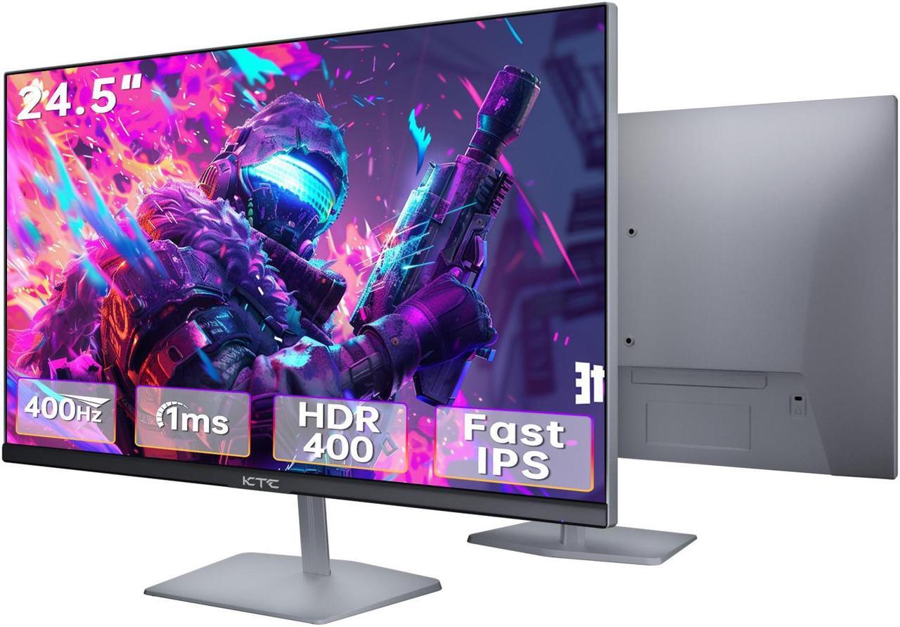 Main image of KTC 24.5 inch 400Hz 240Hz Gaming Monitor | Fast IPS 1ms | FHD 1080P Monitor | HDR 400 128% sRGB | HDMI x2, DP x2 |Tilt Adjustability Silver-Gray VESA 360Hz Monitor H25X7
