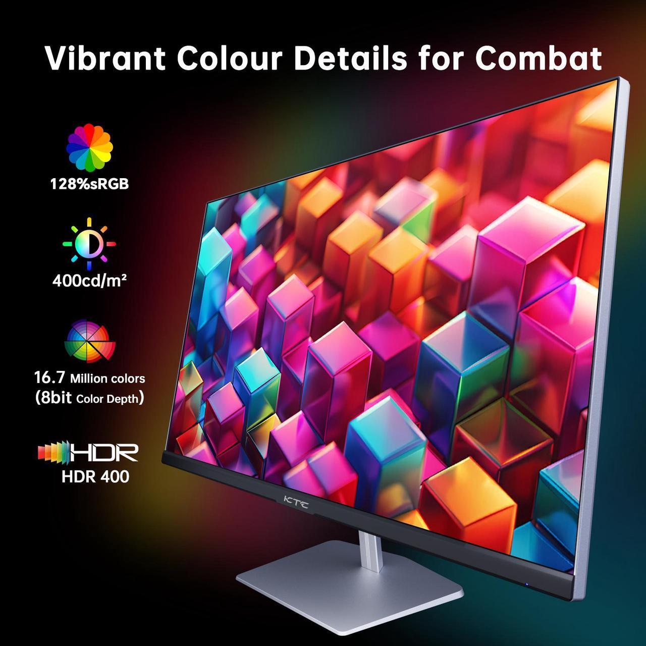 Alt view image 4 of 6 - KTC 24.5 inch 400Hz 240Hz Gaming Monitor | Fast IPS 1ms | FHD 1080P Monitor | HDR 400 128% sRGB | HDMI x2, DP x2 |Tilt Adjustability Silver-Gray VESA 360Hz Monitor H25X7