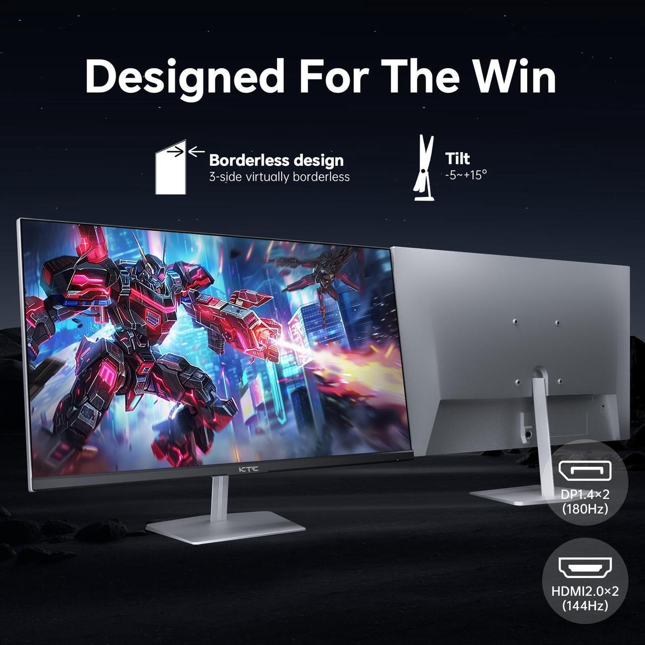 Alt view image 5 of 6 - KTC 24.5 inch 400Hz 240Hz Gaming Monitor | Fast IPS 1ms | FHD 1080P Monitor | HDR 400 128% sRGB | HDMI x2, DP x2 |Tilt Adjustability Silver-Gray VESA 360Hz Monitor H25X7