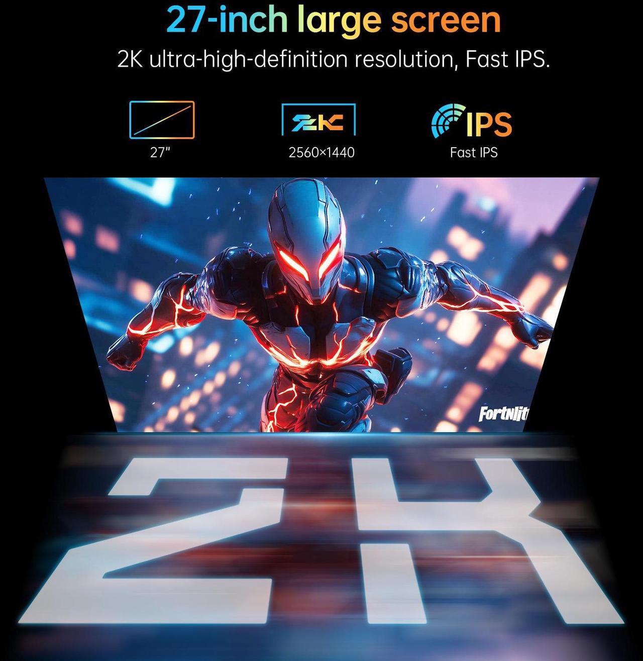 Alt view image 4 of 7 - KTC 27 Inch White Gaming Monitor 300Hz/320Hz, QHD 1440P Fast IPS Computer Monitor with Adaptive FreeSync, HDR400, Height/Pivot/Swivel/Tilt Adjustable, DP&HDMI, H27E6