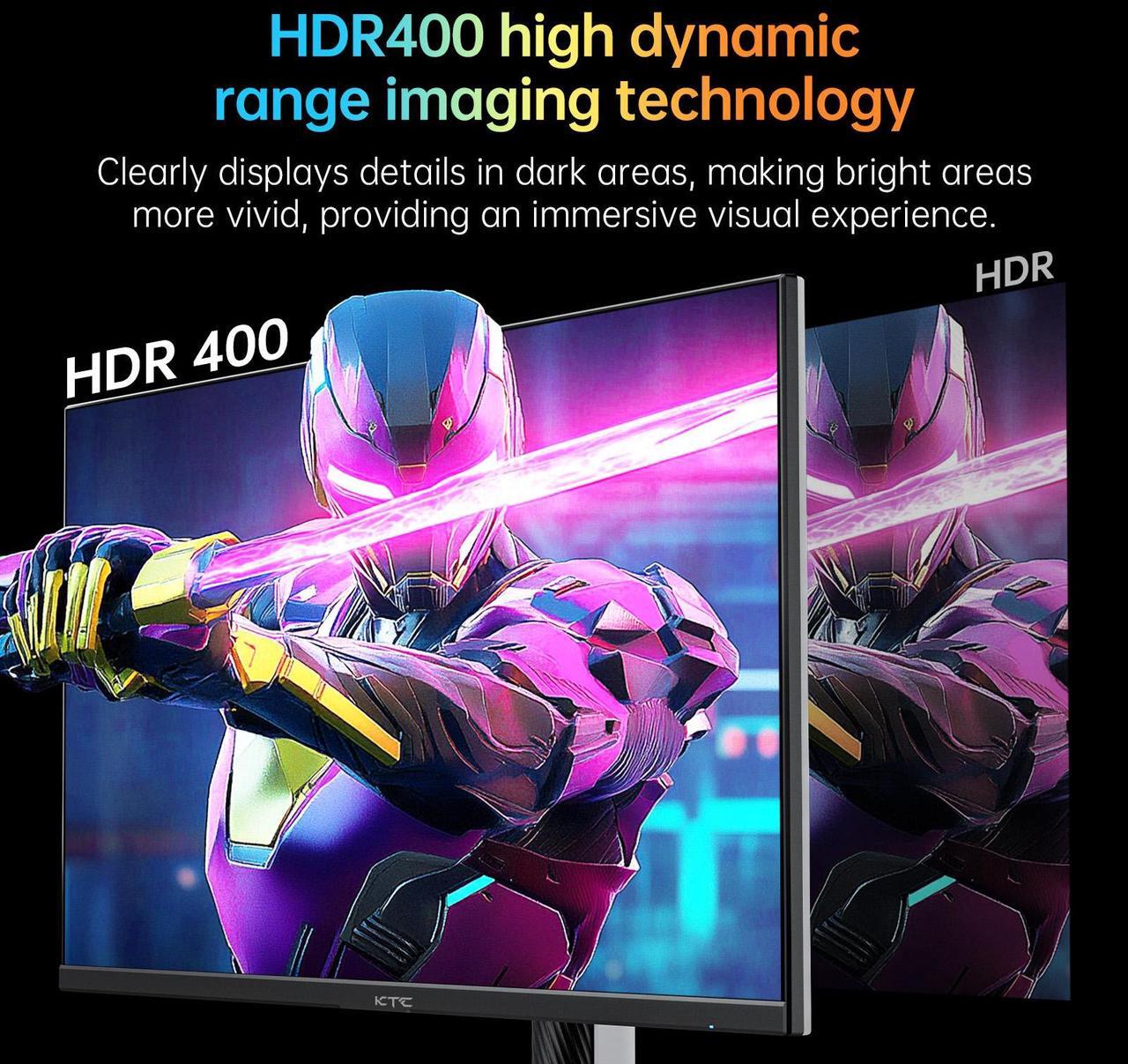 Alt view image 6 of 7 - KTC 27 Inch White Gaming Monitor 300Hz/320Hz, QHD 1440P Fast IPS Computer Monitor with Adaptive FreeSync, HDR400, Height/Pivot/Swivel/Tilt Adjustable, DP&HDMI, H27E6