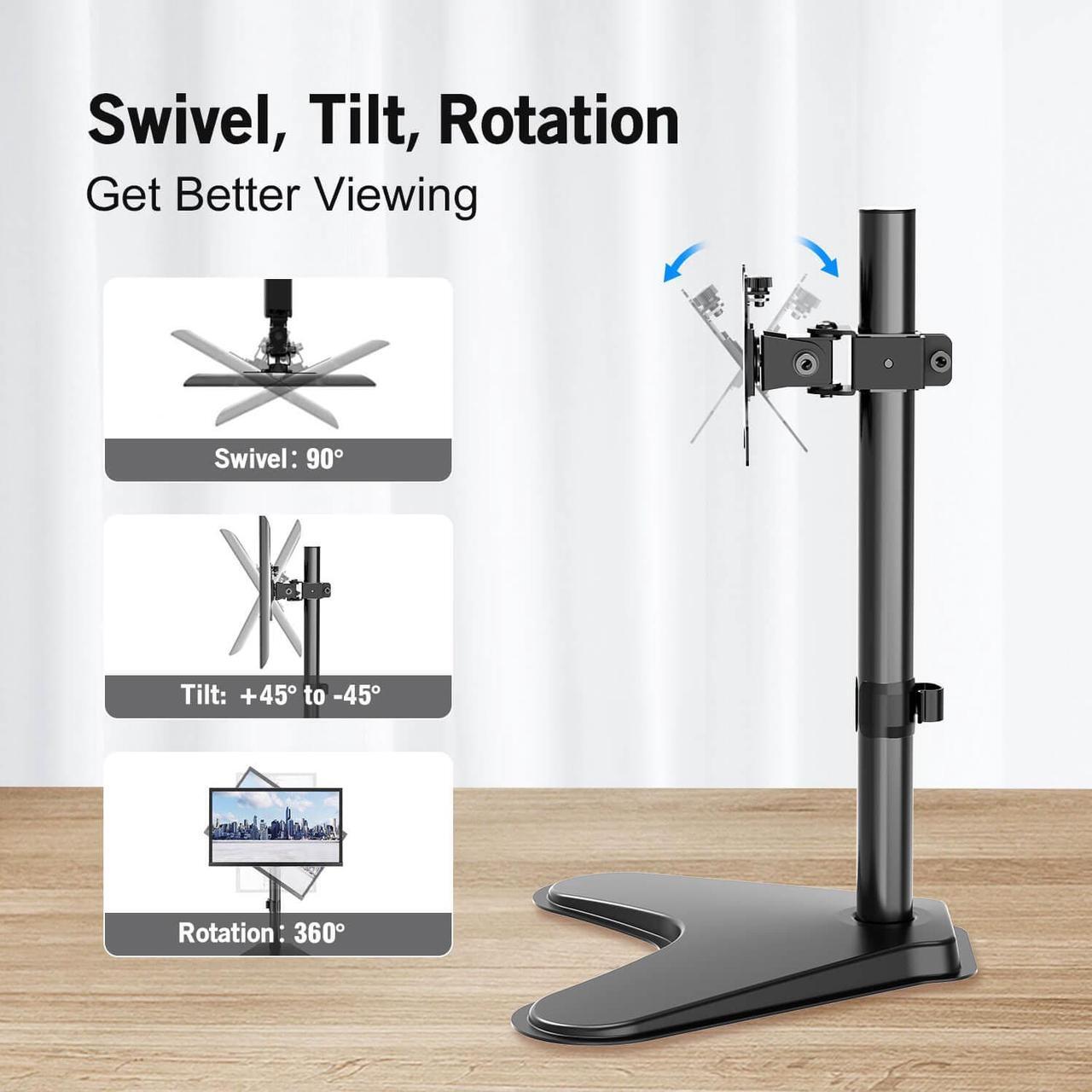 Alt view image 4 of 7 - MOUNTUP Single Freestanding Single Monitor Stand for 13''-32'' Monitors