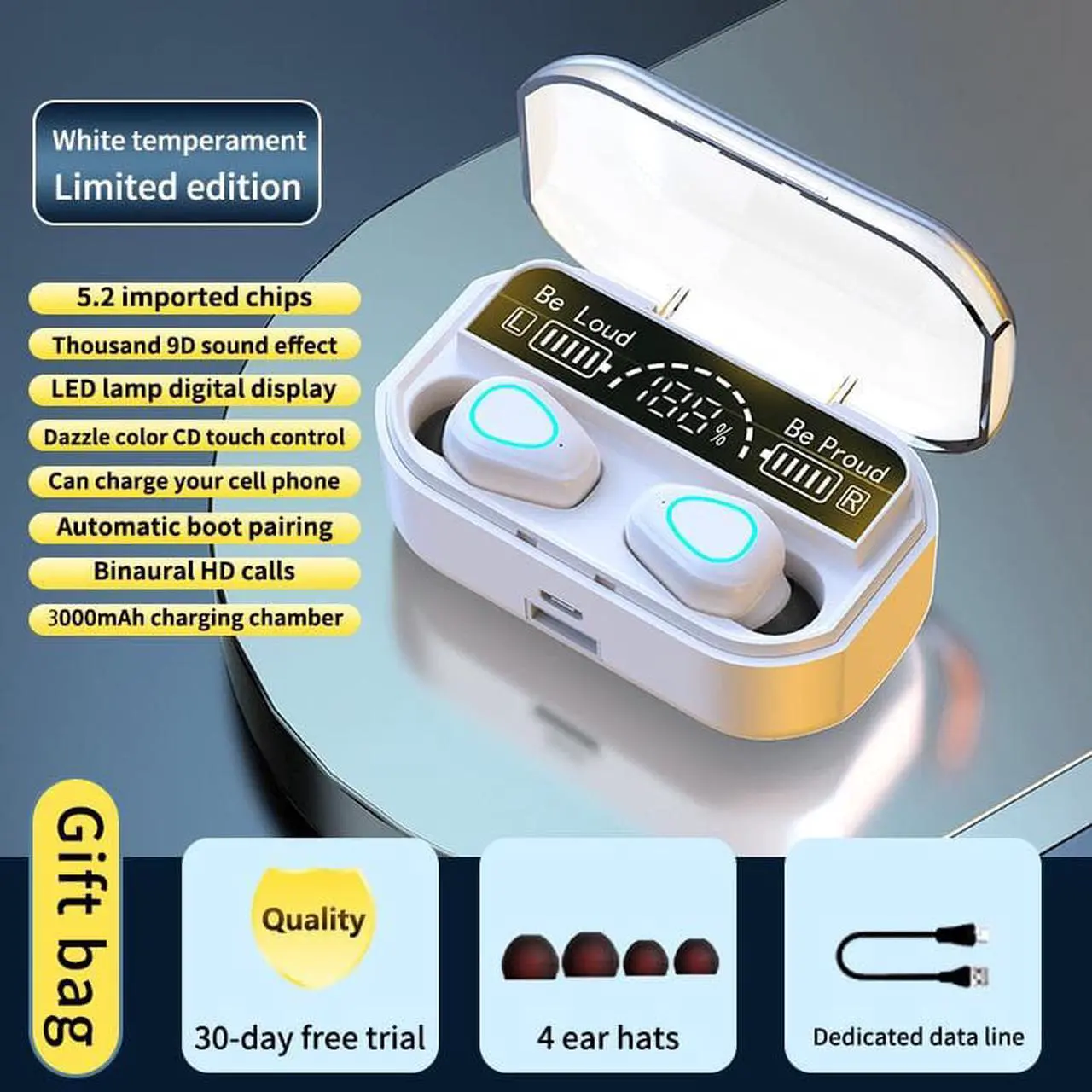 Main image of G28 TWS Wireless Bluetooth 5.2 Headphone Stereo Sports Waterproof Earhook Earphones With Microphone 3000mAh Charging Box Headset