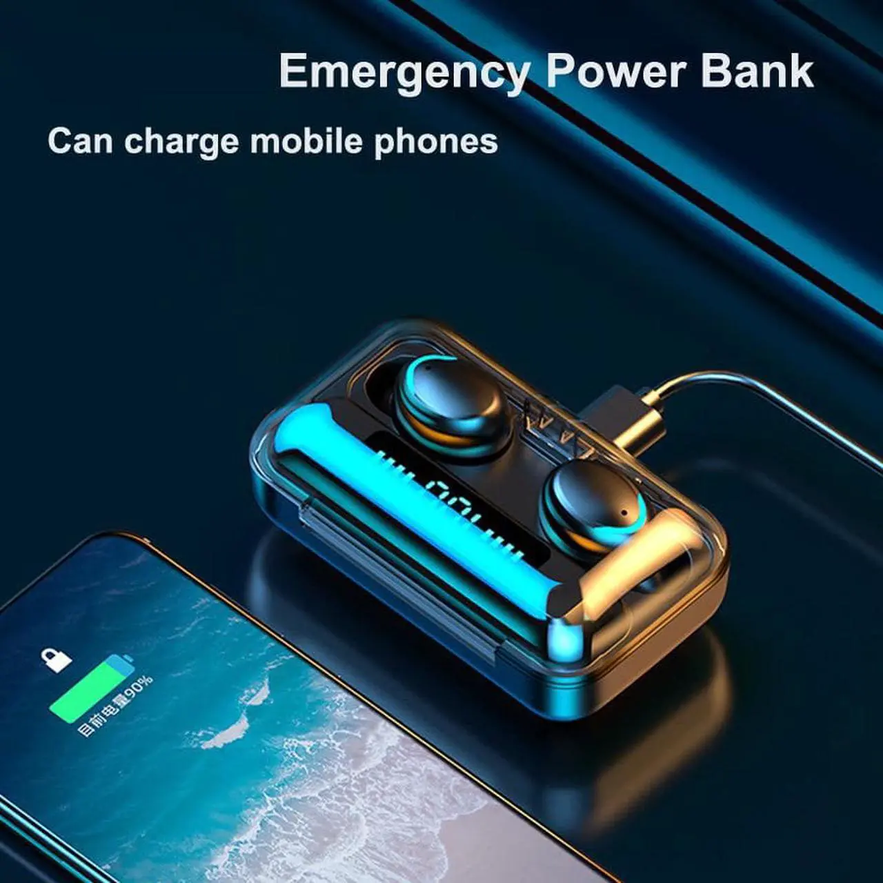 Alt view image 4 of 7 - F9 TWS Bluetooth 5.1 Earphones Charging Box Wireless Headphone 9D Stereo Sports Waterproof Earbuds Headsets With Microphone