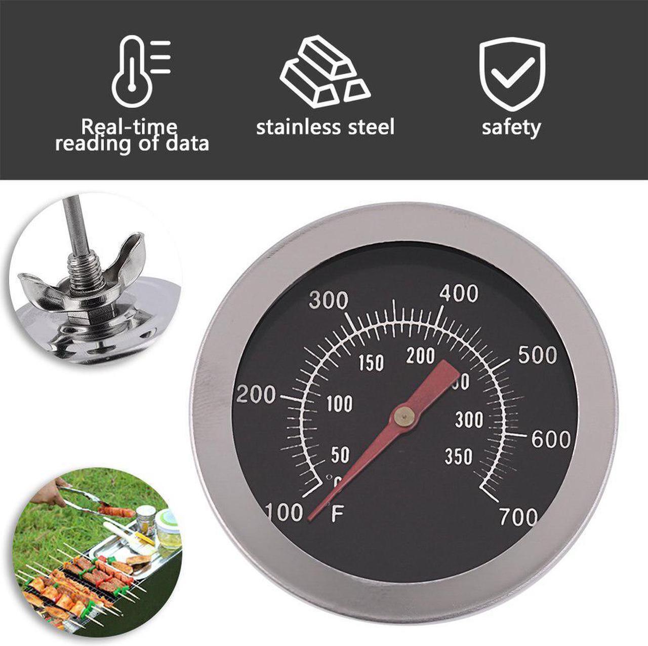 Alt view image 6 of 6 - 2pcs Stainless Steel BBQ Smoker Pit Grill Bimetallic thermometer Temp Gauge with Dual Gage 500 Degree Cooking Tools