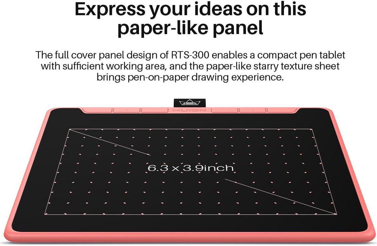 Alt view image 4 of 7 - Huion INSPIROY RTS-300 6.3 x 3.9 Inch Drawing Tablet Digital Graphic with Battery-free Stylus, 8192 Levels Pen Pressure, >300PPS Report Rate, 5080 LPI Pen Resolution, 6 Press Keys, Black