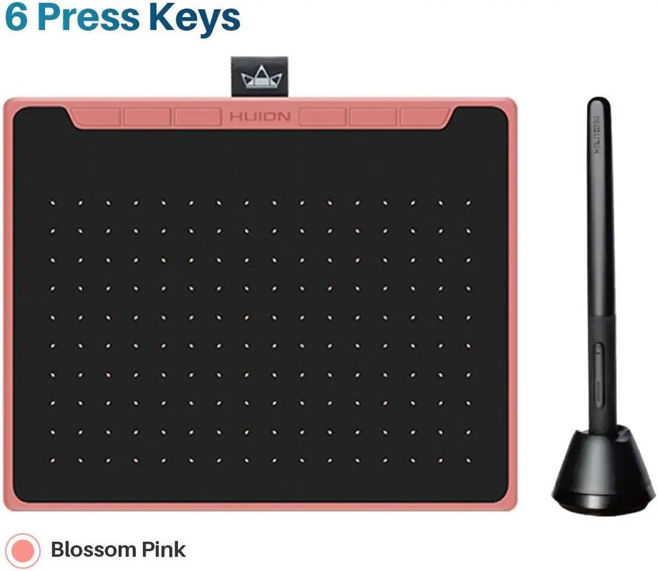 Huion INSPIROY RTS-300 6.3 x 3.9 Inch Drawing Tablet Digital Graphic with Battery-free Stylus, 8192 Levels Pen Pressure, >300PPS Report Rate, 5080 LPI Pen Resolution, 6 Press Keys, Pink