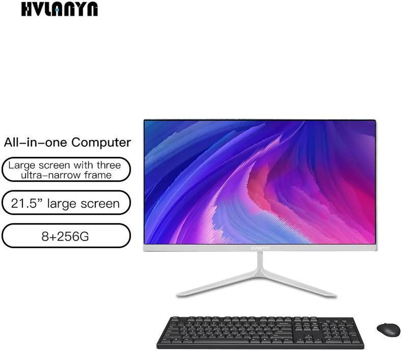 Alt view image 2 of 7 - HVLANYN AIO Computer PC Desktop Set 21.5 inch Intel Core I5-9400 Six-Core Thread 2.9GHz Brand New With SSD 256G