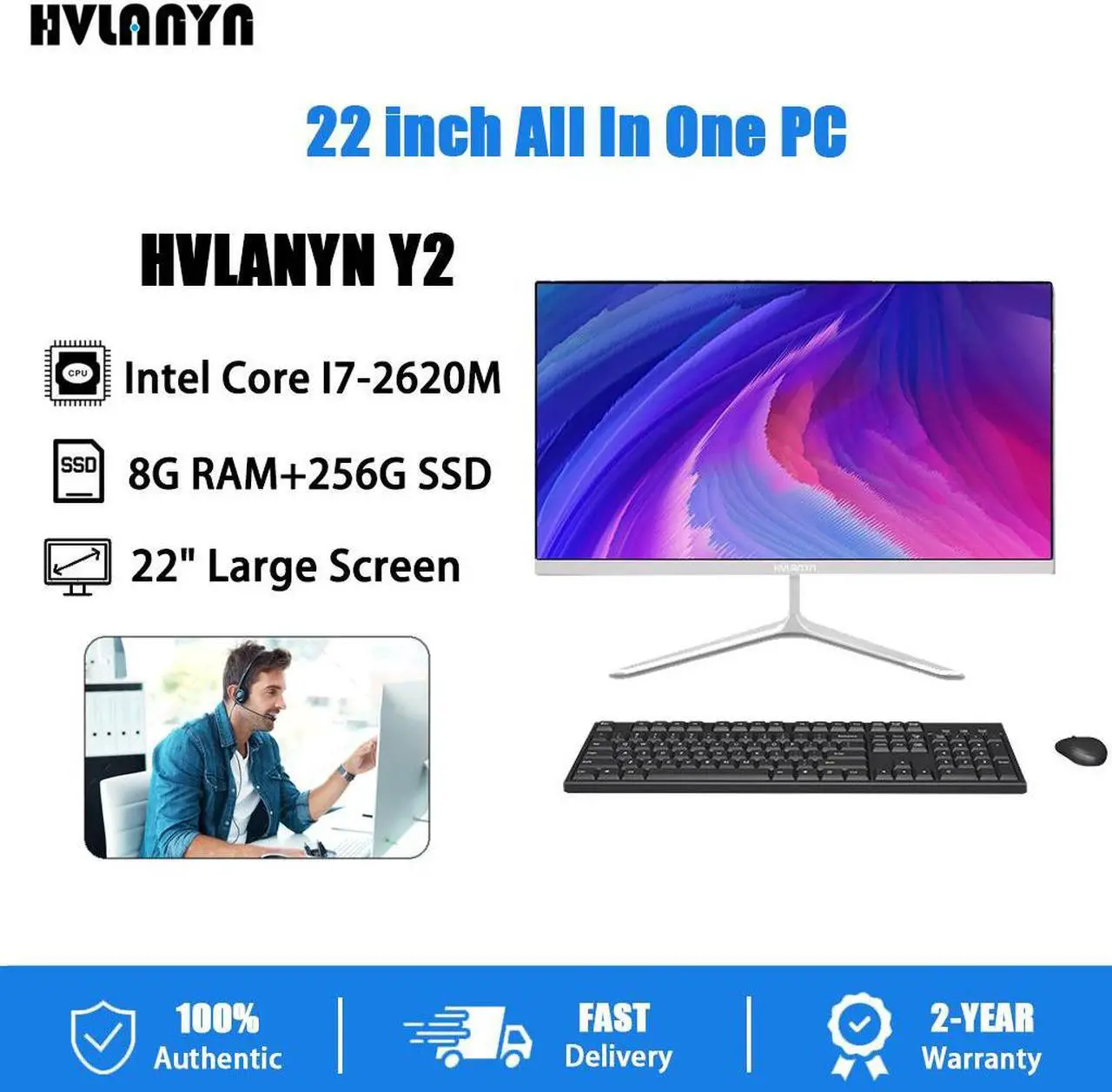 Main image of HVLANYN All In One PC Y2 Desktop Computer 22 Inch 8G RAM 256G SSD