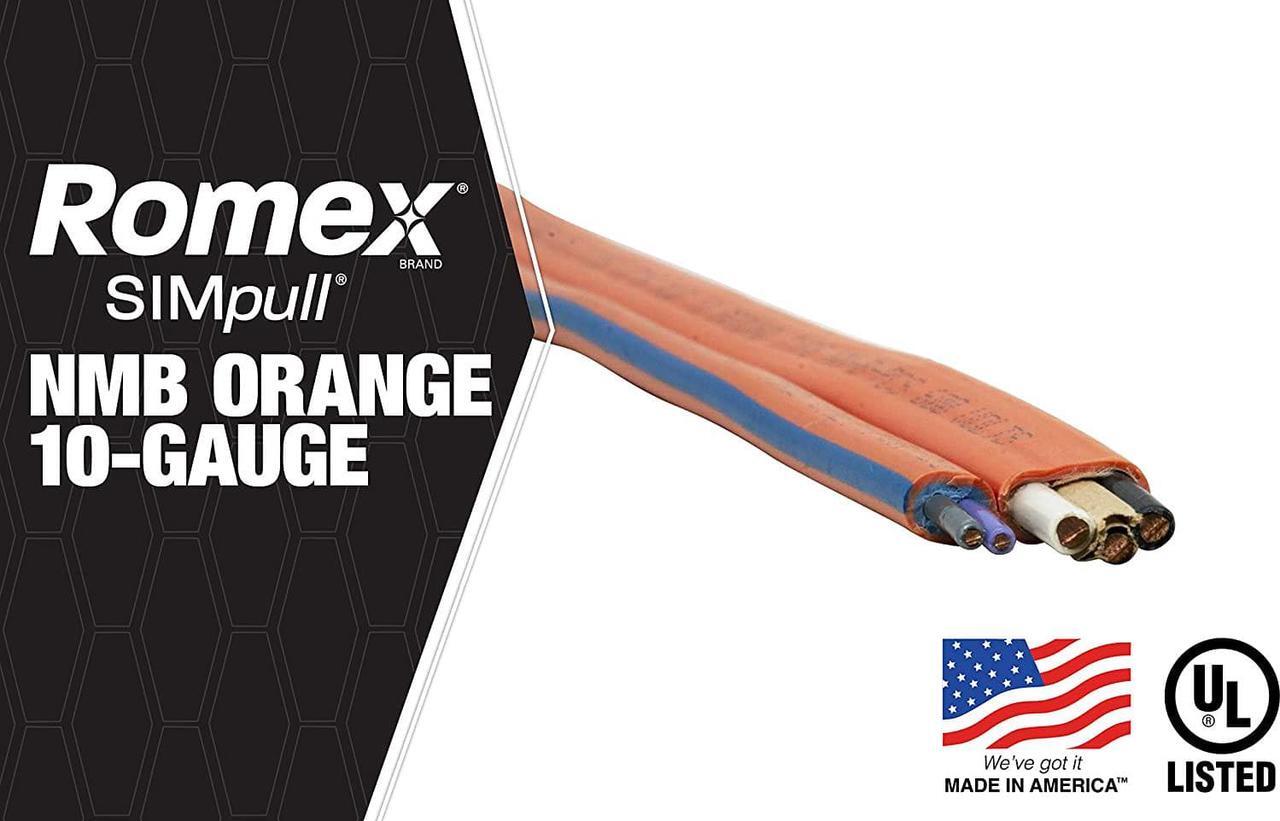 Alt view image 2 of 7 - Southwire 63948421 25' 10/3 with ground Romex brand SIMpull residential indoor electrical wire type NM-B; Orange