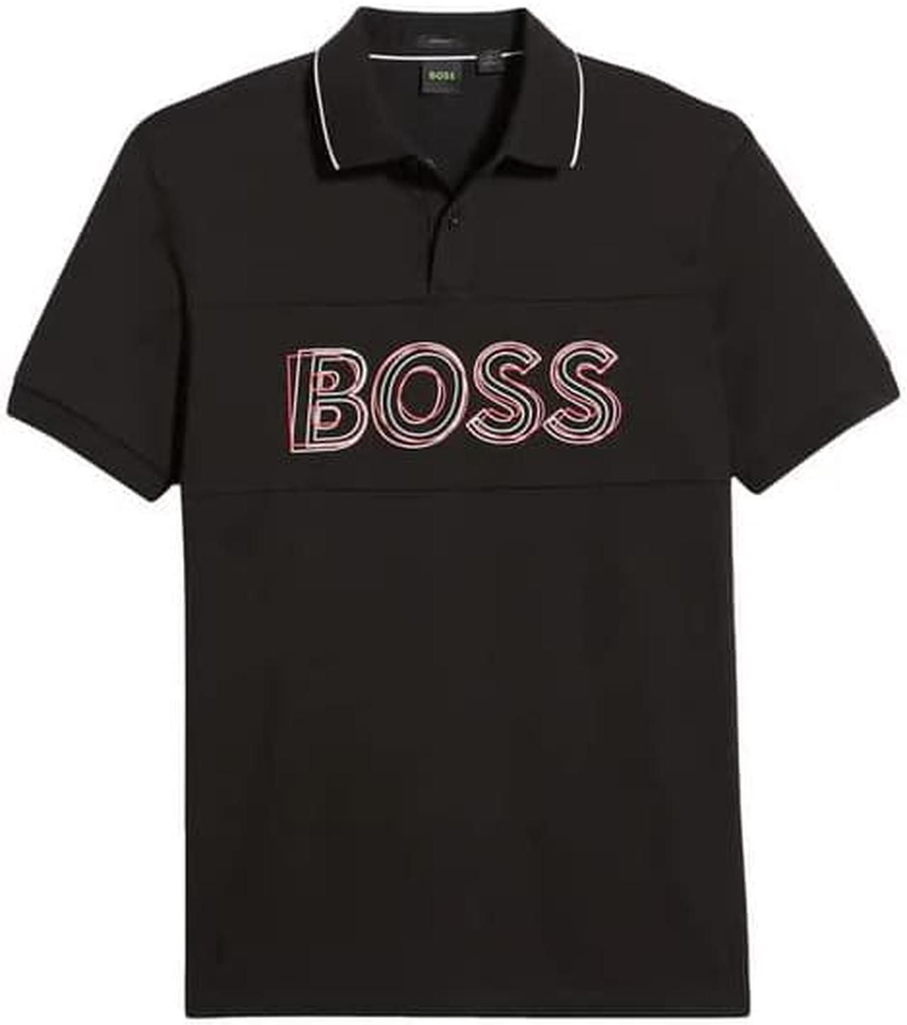 Main image of HUGO BOSS Men's Modern Center Logo Regular Fit Polo Shirt, Black Fog Short Sleeve T-Shirt