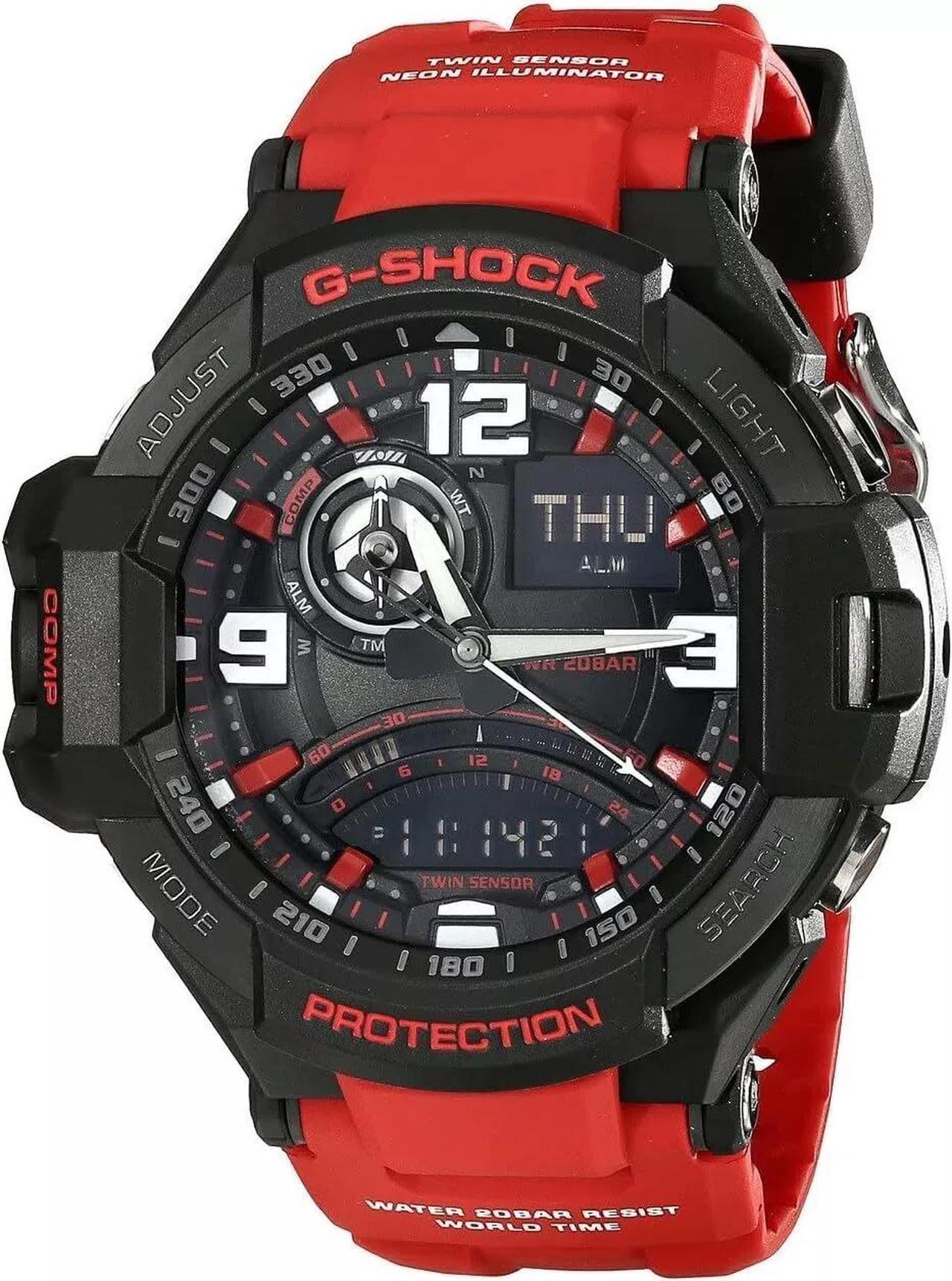 Main image of Casio G-Shock GA-1000-4B Men's Digital Display Fashion Resin Watch, Red/Black