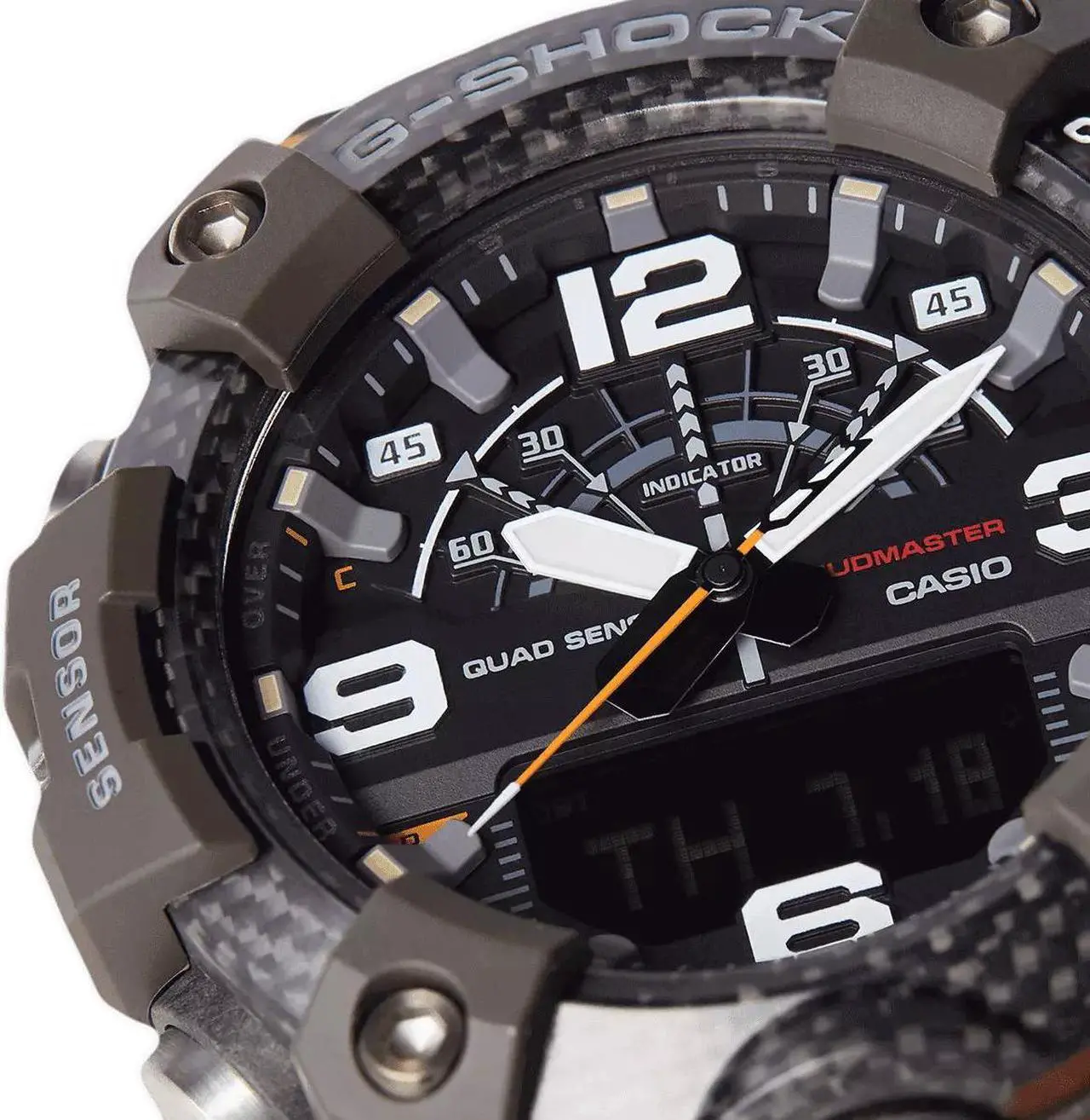 Alt view image 2 of 5 - Casio GG-B100-1A9 Men's G-Shock Mudmaster Carbon Core Analog Watch, Orange/Black