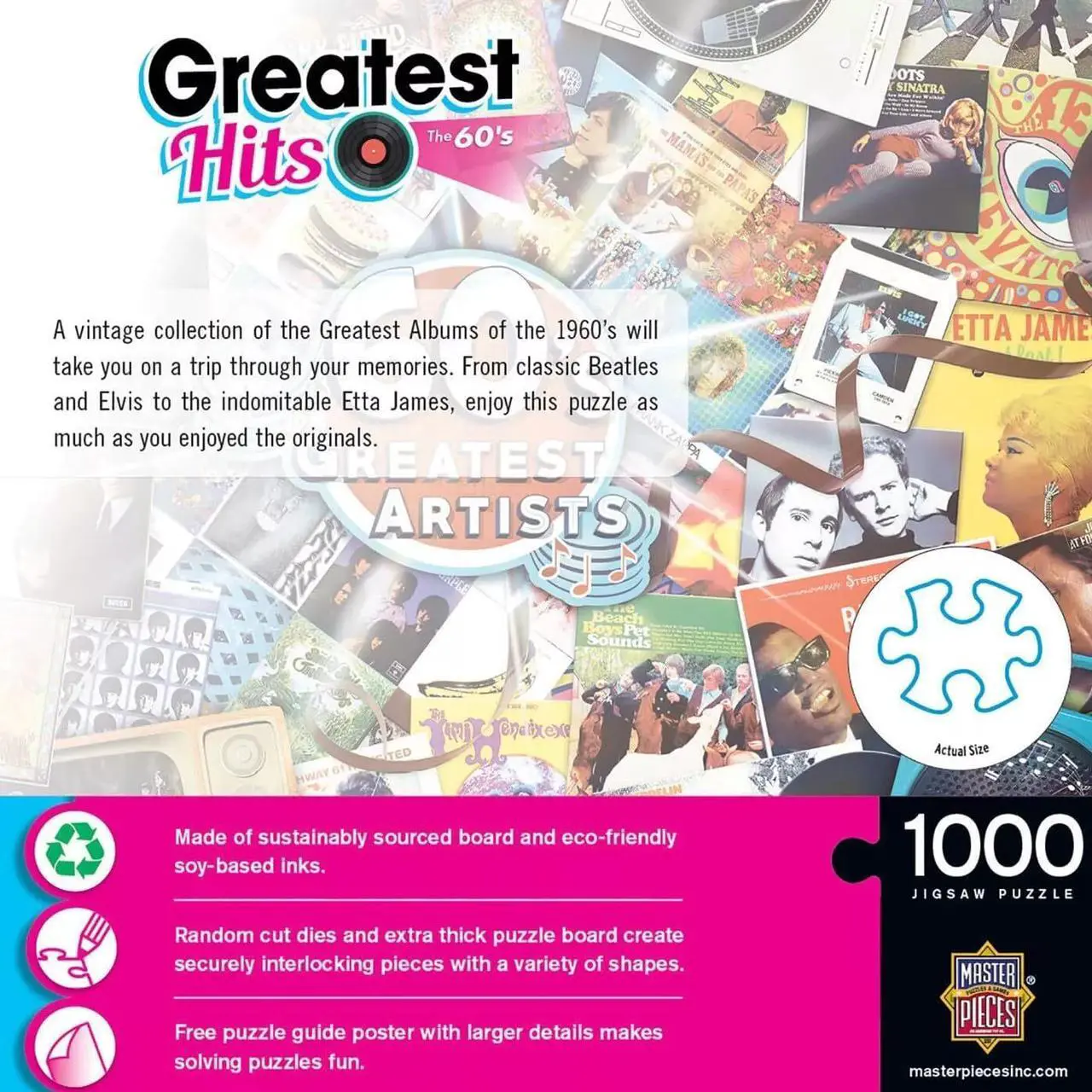Alt view image 2 of 5 - Masterpieces Greatest 60's Artists 1000 Pc Jigsaw Puzzle Fun for Adults & Kids