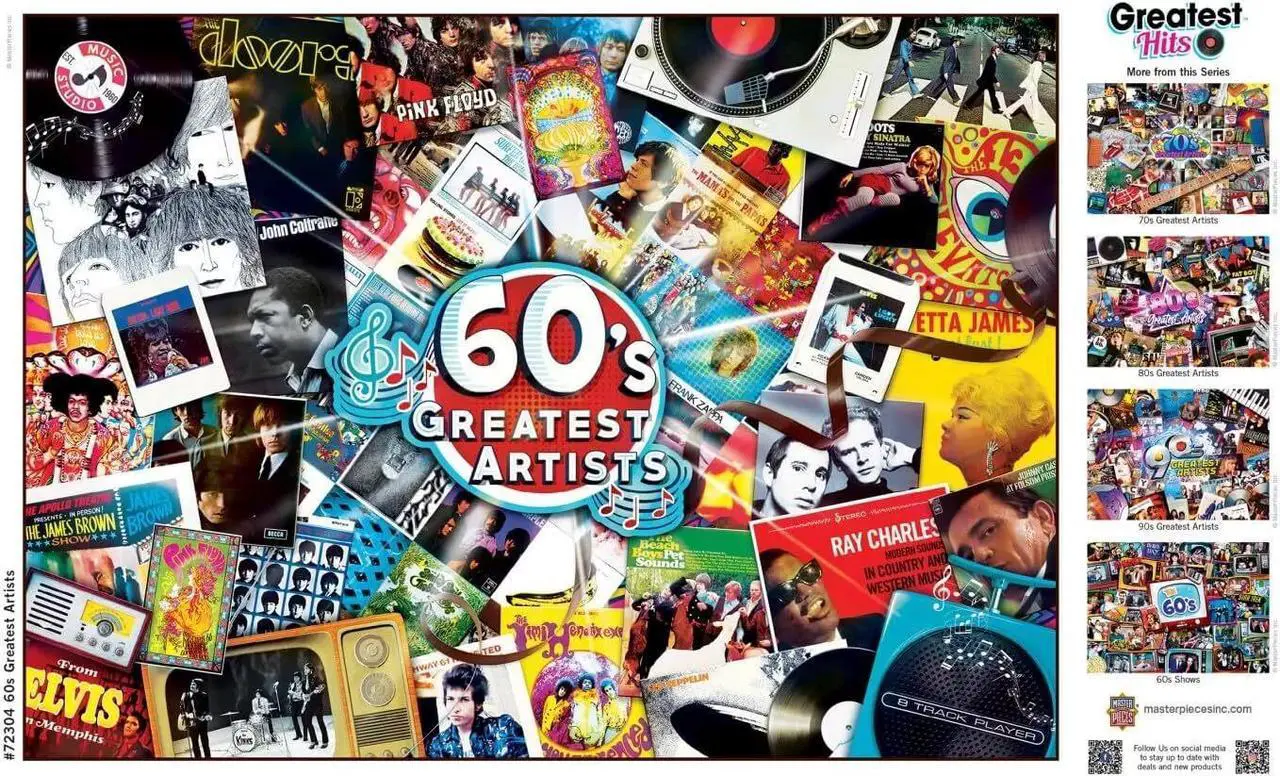Alt view image 3 of 5 - Masterpieces Greatest 60's Artists 1000 Pc Jigsaw Puzzle Fun for Adults & Kids